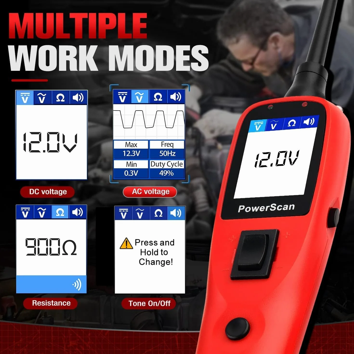 Autel PowerScan PS100 Kit Sonda Circuito, Strumento Diagnostico Sistema Elettrico12-24V, Interruttore Circuito Integrato, Lettura Resistenza Corrente CA/CC, Test Cortocircuito/Continuità/Sonda/Segnale
