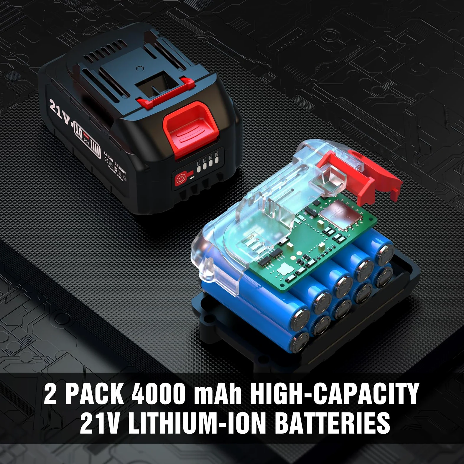 2025 Tassellatore a Batteria Aggiornato, con 2 Pacchetti di Batterie al Litio Portatili (21V), Motore Senza Spazzole, Trapano a Percussione a Batteria per Uso Domestico e Professionale