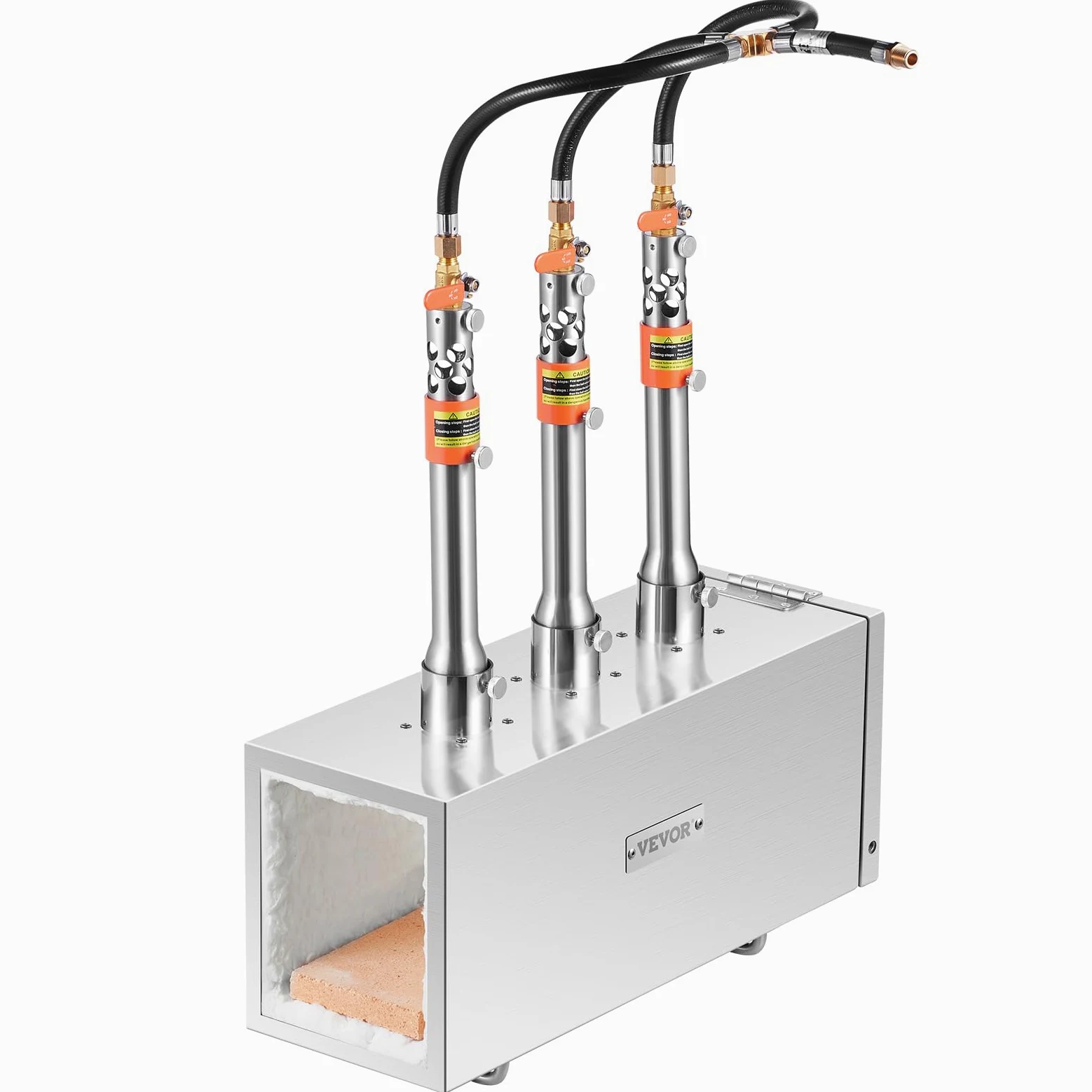 VEVOR Forgia a gas propano portatile, forno a gas quadrato con 3 bruciatori, temperatura max 1427 ℃, utensili e attrezzature per forgiatura a gas in acciaio inox, per colteliere Maréchaux-Ferrants
