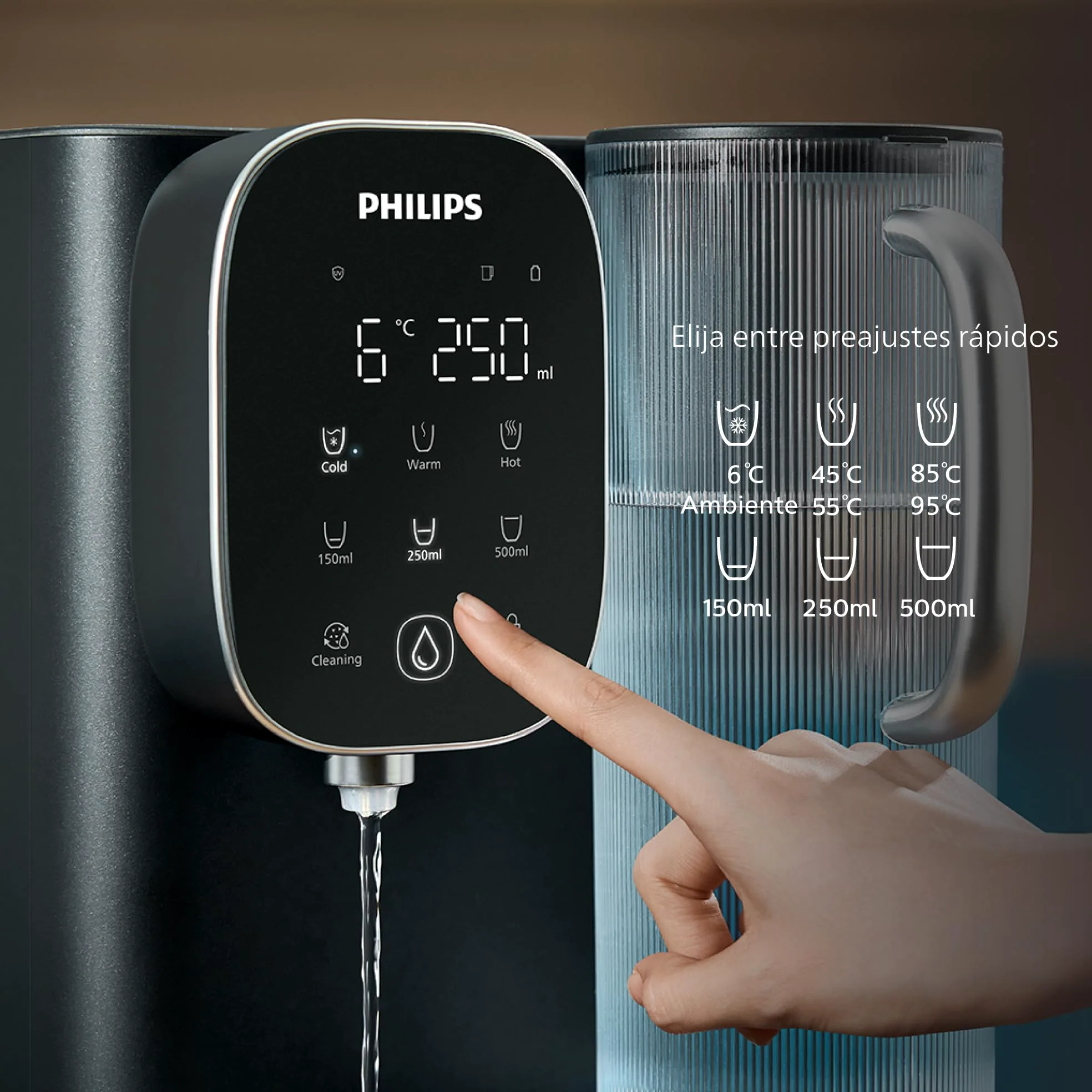 Philips Water Stazione dell'acqua a osmosi inversa ADD6912BK/10: elimina fino a 110 sostanze, riscaldamento e raffreddamento istantanei, durata del filtro di 1 anno