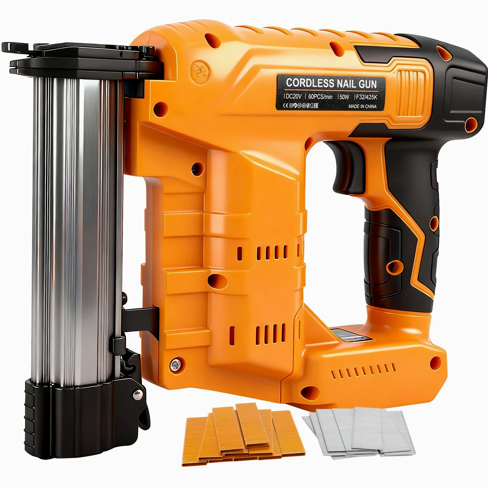 Chiodatrice senza fili da 18 GA compatibile con batteria Dewalt da 18 V 20 V, pistola per unghie senza fili 2 in 1, pinzatrice a batteria con 1000 chiodi e 1000 punti metallici per miglioramento