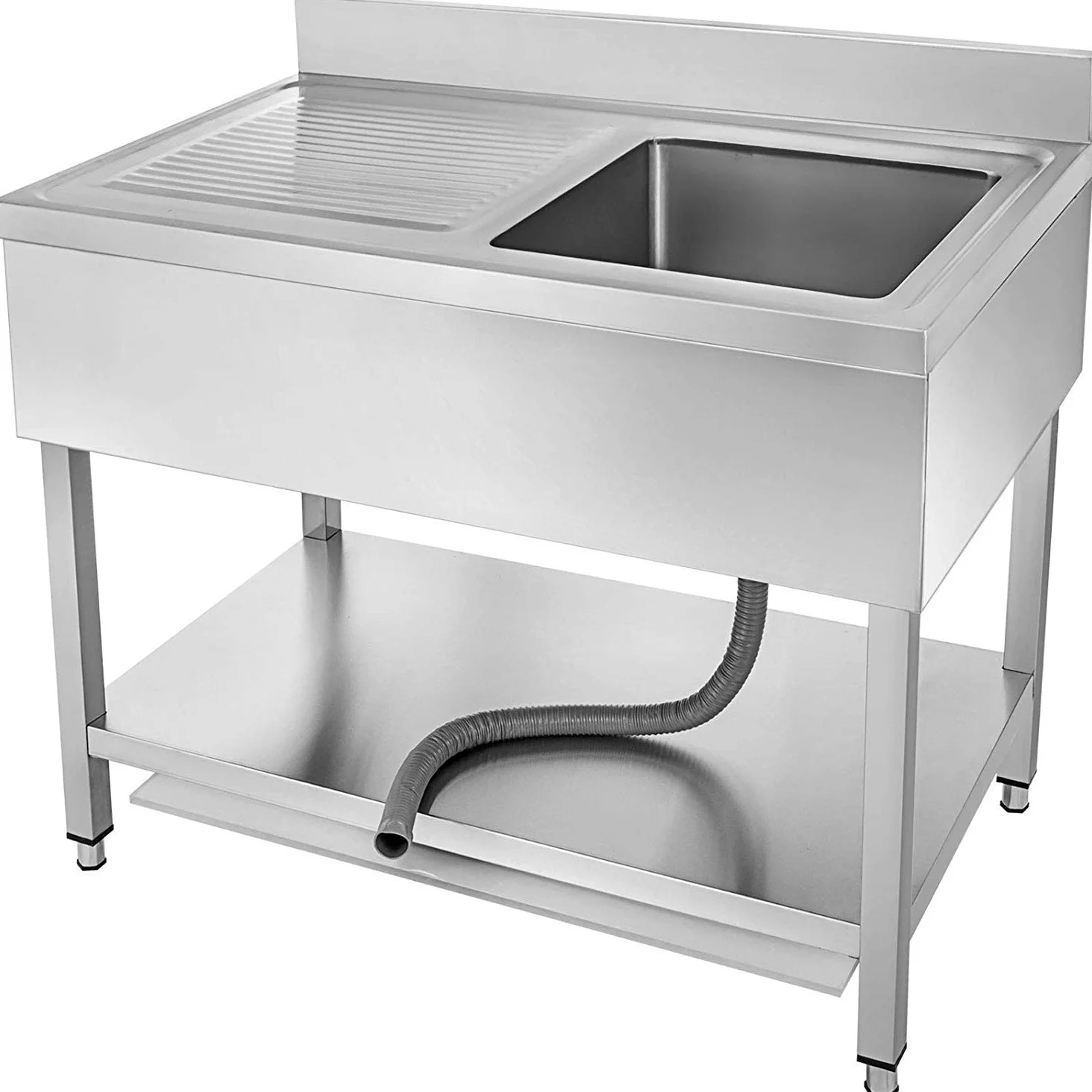 Lavello da Cucina in Acciaio Inox 100 x 60 x 83,5cm, Lavelli in Acciaio con Vasca 40 x 40 x 25cm, Lavello 1 Vasca 1 Pannello Inox 201, Lavello Cucina con Mobile per Casa Ristorante Bar Mensa