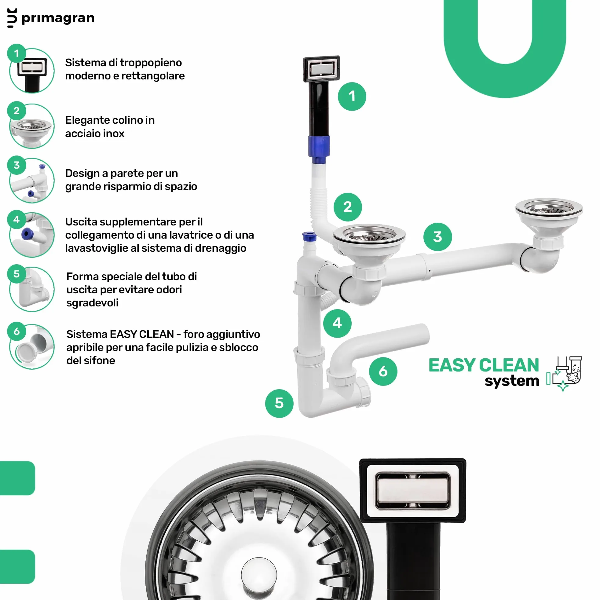 PRIMAGRAN Lavandino da Cucina Nero 90x50cm, Lavello in Granito a 1,5 vasche + Rubinetto 40x38cm + Set di accessori, Lavabo da Cucina Incasso al Mobile 60cm - Copenhagen Duo S027