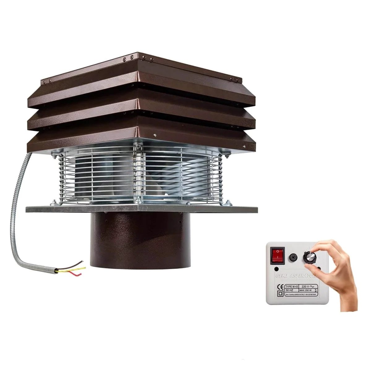 Gemi Elettronica Aspirafumo Elettrico per Canna Fumaria Tonda 25 cm con Regolatore