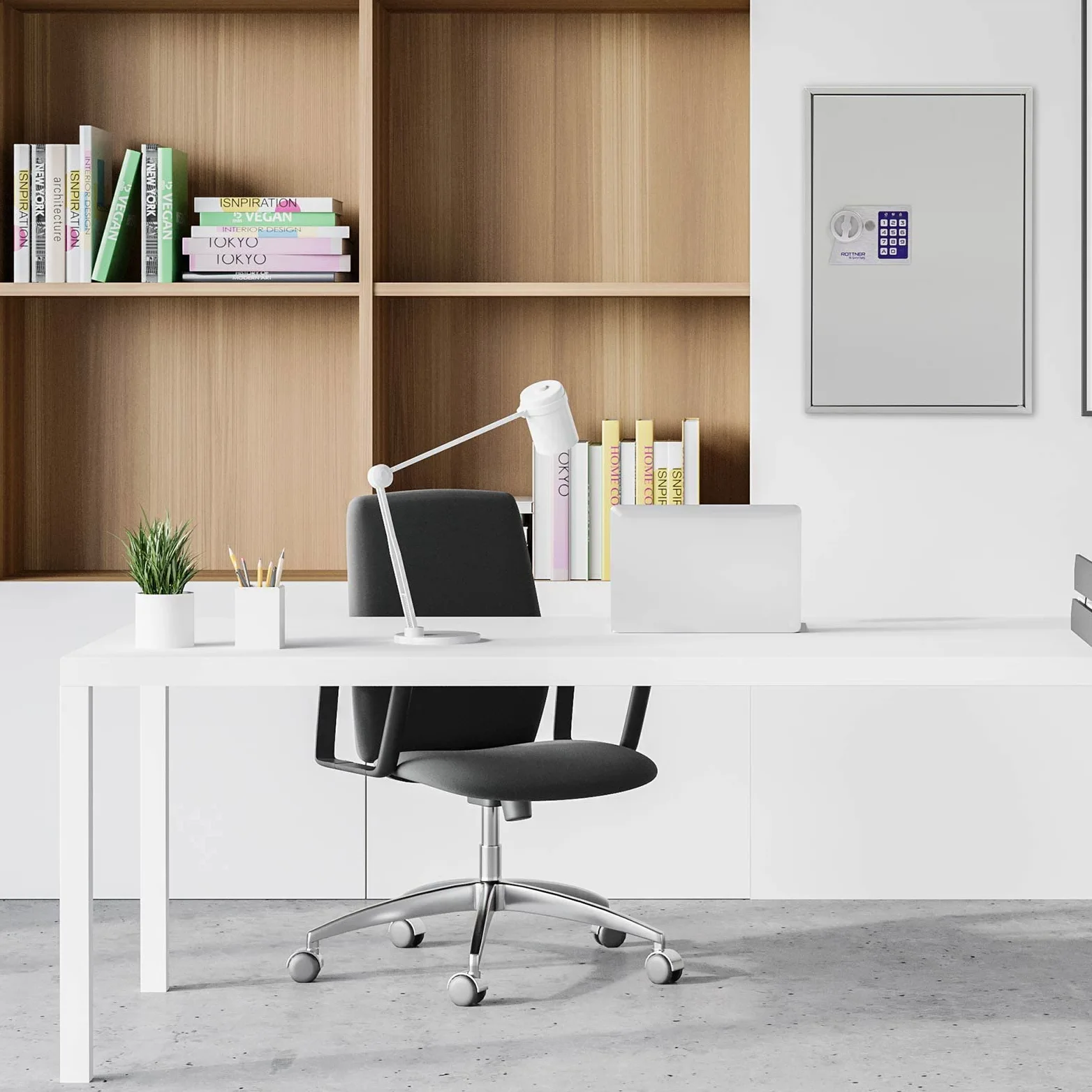 Rottner T06023 Armadietto per chiavi S 200 EL, in lamiera d'acciaio, chiusura elettronica e ganci regolabili per 200 portachiavi, colore grigio chiaro.