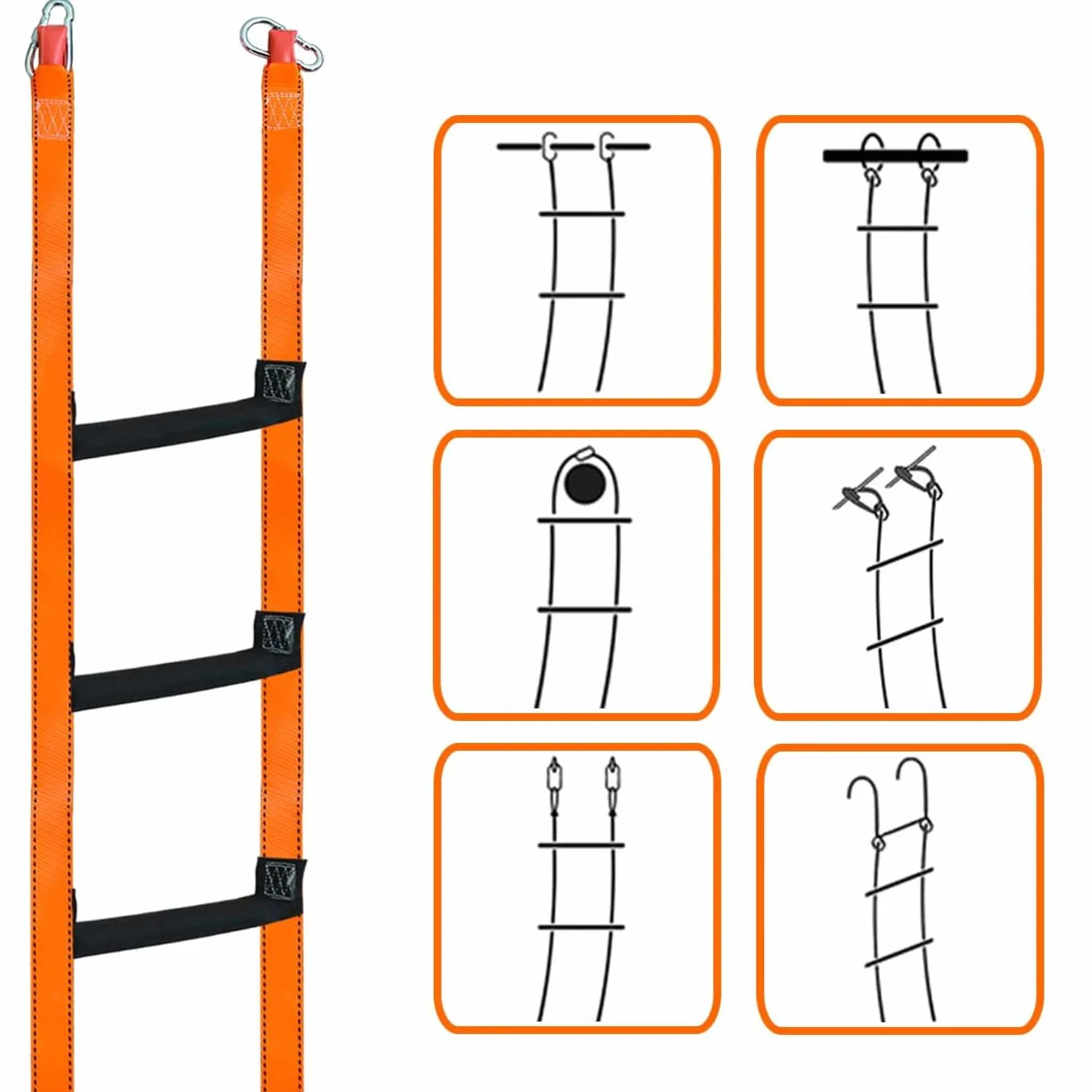 Scala di Salvataggio Resistente al Fuoco con 2 Moschettoni - Scala d'Emergenza Portatile, Portata Massima 600kg per Casa e Ufficio (15M)