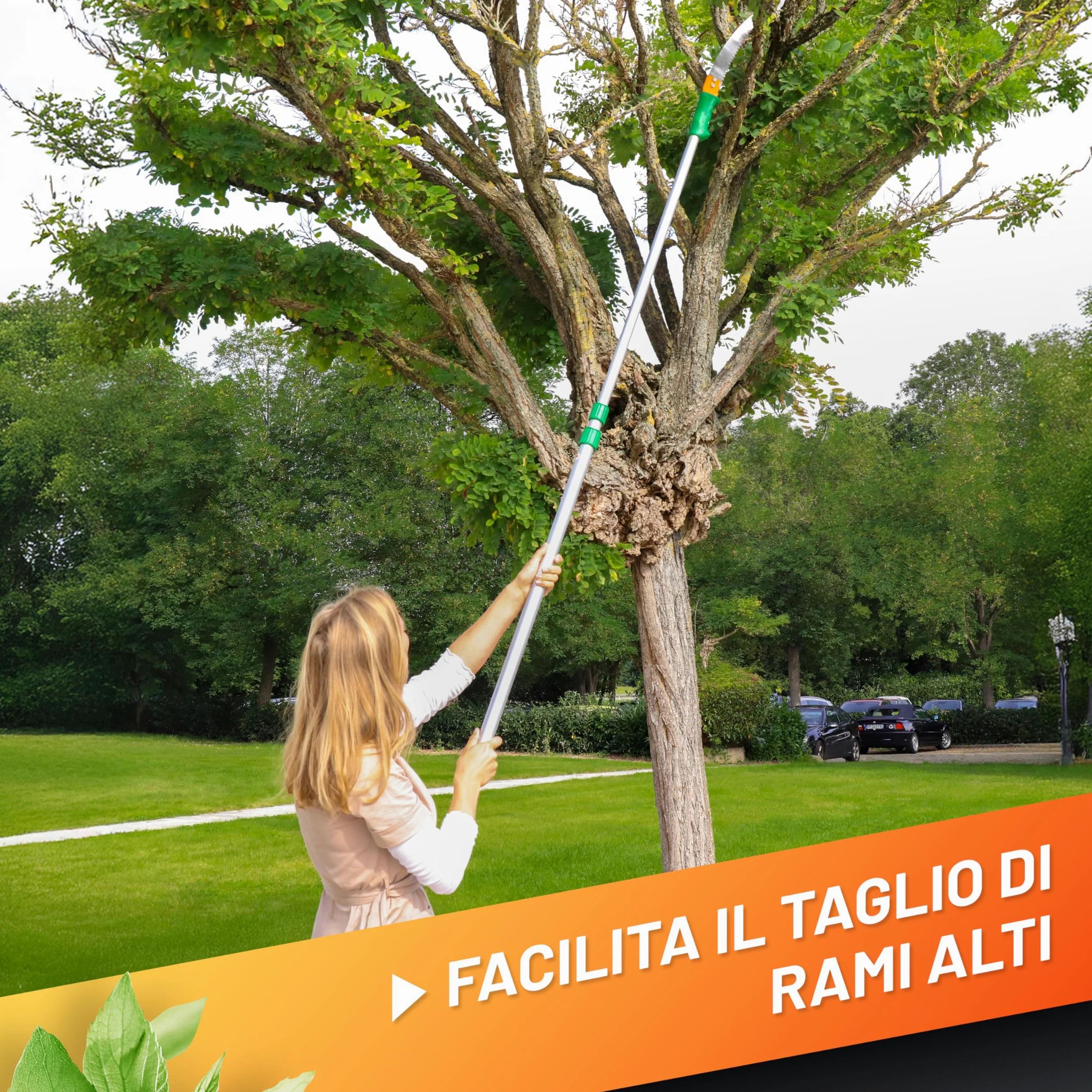 GRÜNTEK Seghetto per Potatura con Pertica Telescopica 100-240 cm. Sega da Giardino Compatibile con svettatoio B096Y5T5VT