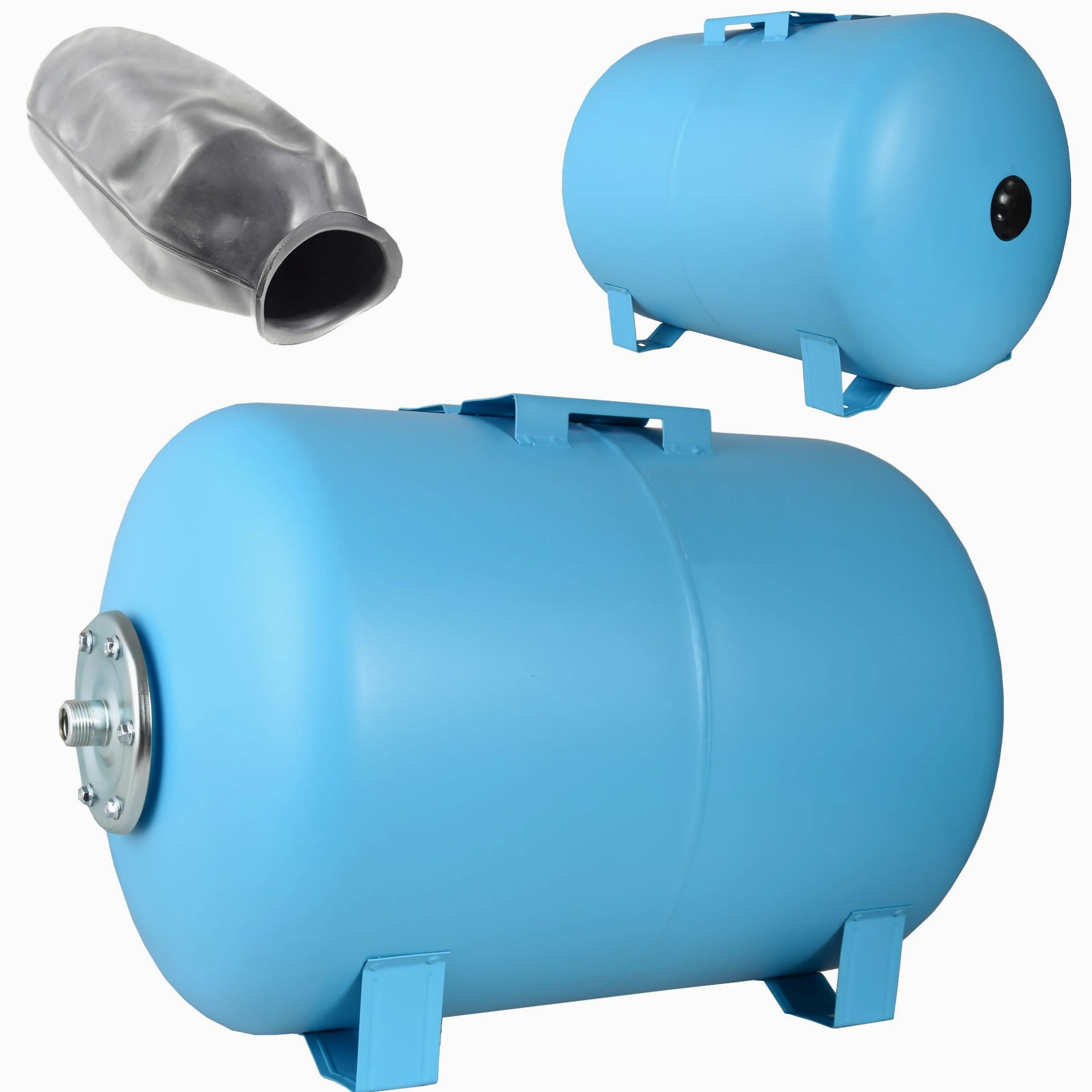 Serbatoio a Pressione 100L - per Impianti Idrici e Sistemi Autoclave - con Membrana EPDM - Vaso di Espansione - per Pompa Domestica Pompa per Pozzo - Attacco da 1" - Acciaio - Orizzontale 100 Litri