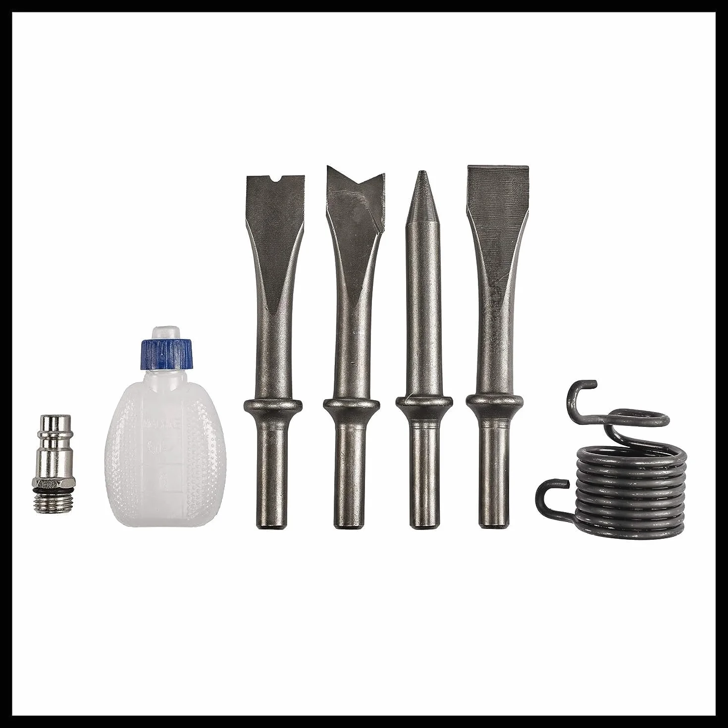 Einhell Scalpello pneumatico TC-PC 45 (pressione max 6.3 bar, portata aria 113 L/min, giri min 4500, corsa 43 mm, incl. set 4 scalpelli da 120 mm e boccetta d'olio)
