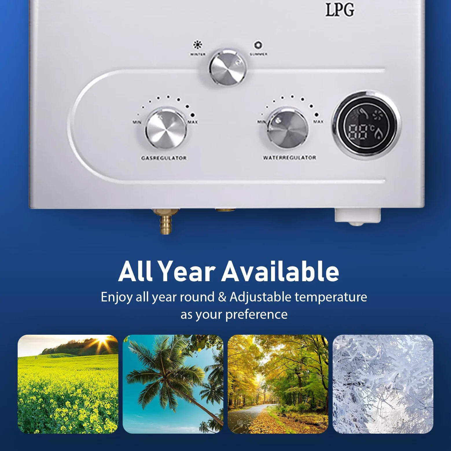 GPL10L - Scaldacqua a gas propano, 20 KW, senz'acqua, con kit doccia, bruciatore da campeggio, camper