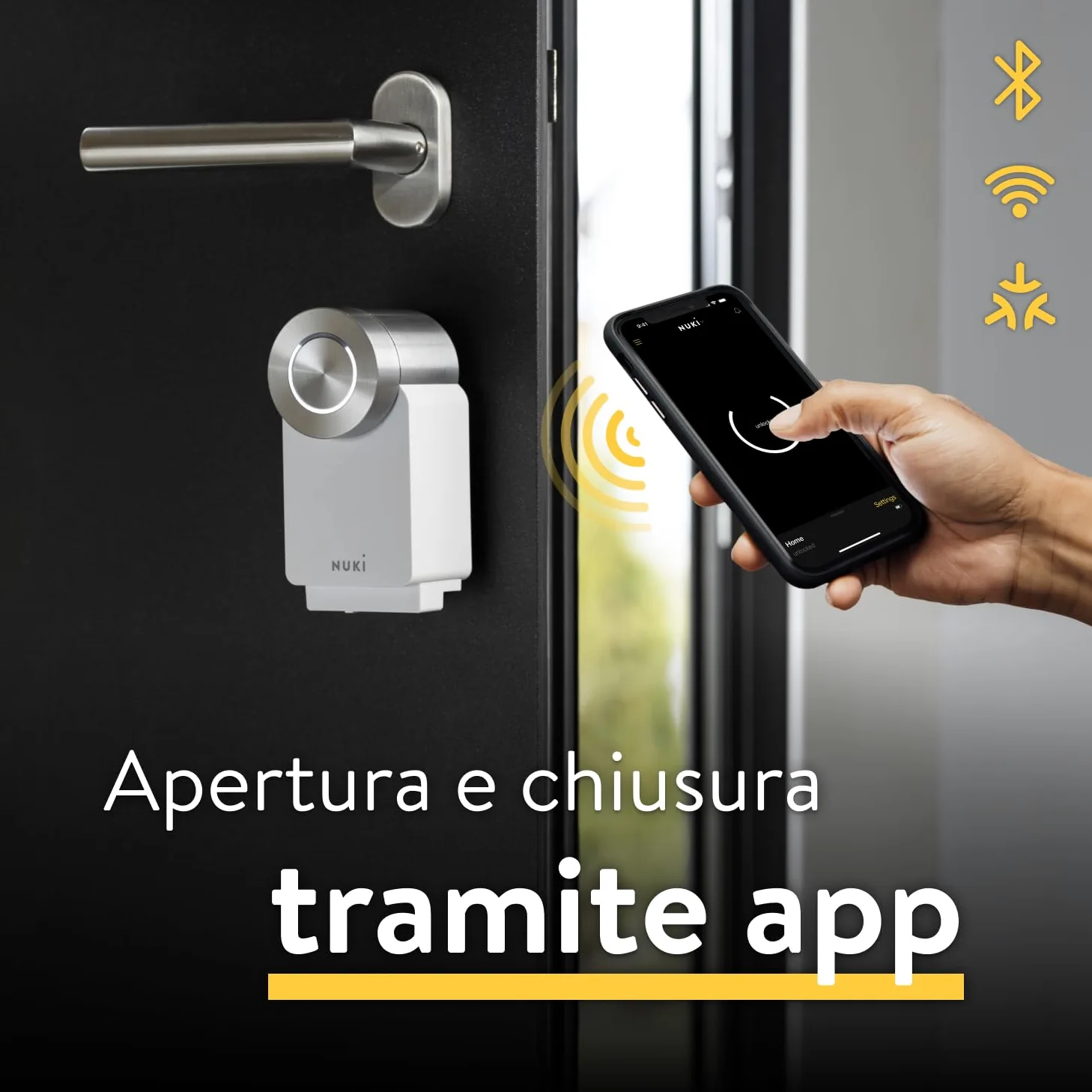 Nuki Smart Lock Pro (quarta generazione), serratura smart con WiFi e Matter per l'accesso remoto, serratura elettronica che trasforma lo smartphone in chiave, con Power Pack batterie, bianco