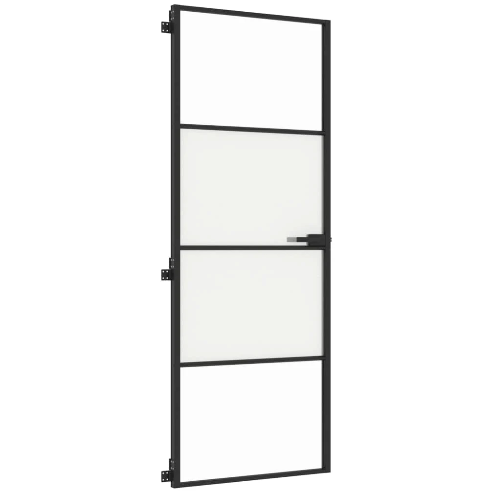 Porta per Interni Nera 76x201,5cm Vetro Temperato e Alluminio,Porta Interna,Porte Da Interno,Porte Interne Casa(SPU:155116)