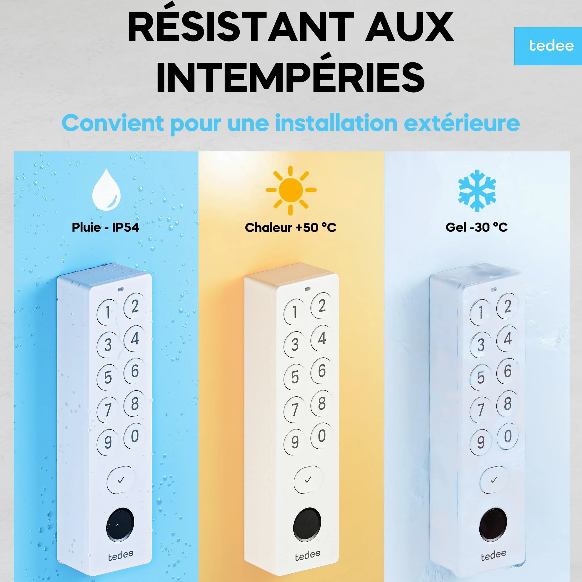Tedee Keypad PRO Tastiera Biometrica per Serratura Smart | Impronta Digitale e Codice PIN | Senza Smartphone | Uso Esterno | Compatibile con GO2 e Tedee Pro | Bluetooth
