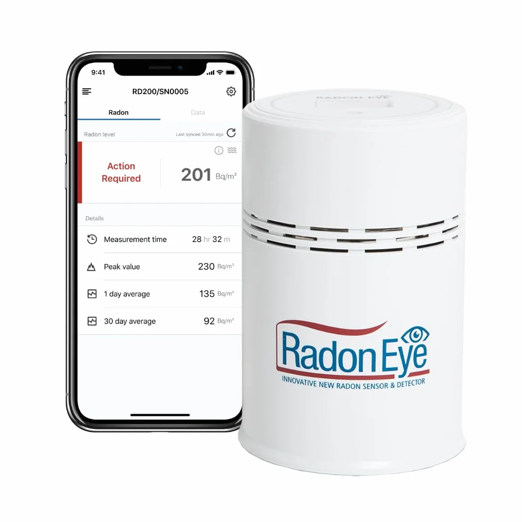 Ecosense RD200 RadonEye, Rilevatore di Radon Domestico, Cattura Rapida dei Livelli Fluttuanti, Monitoraggio Continuo in Tempo Reale a Breve e Lungo Termine con Grafici di Tendenza