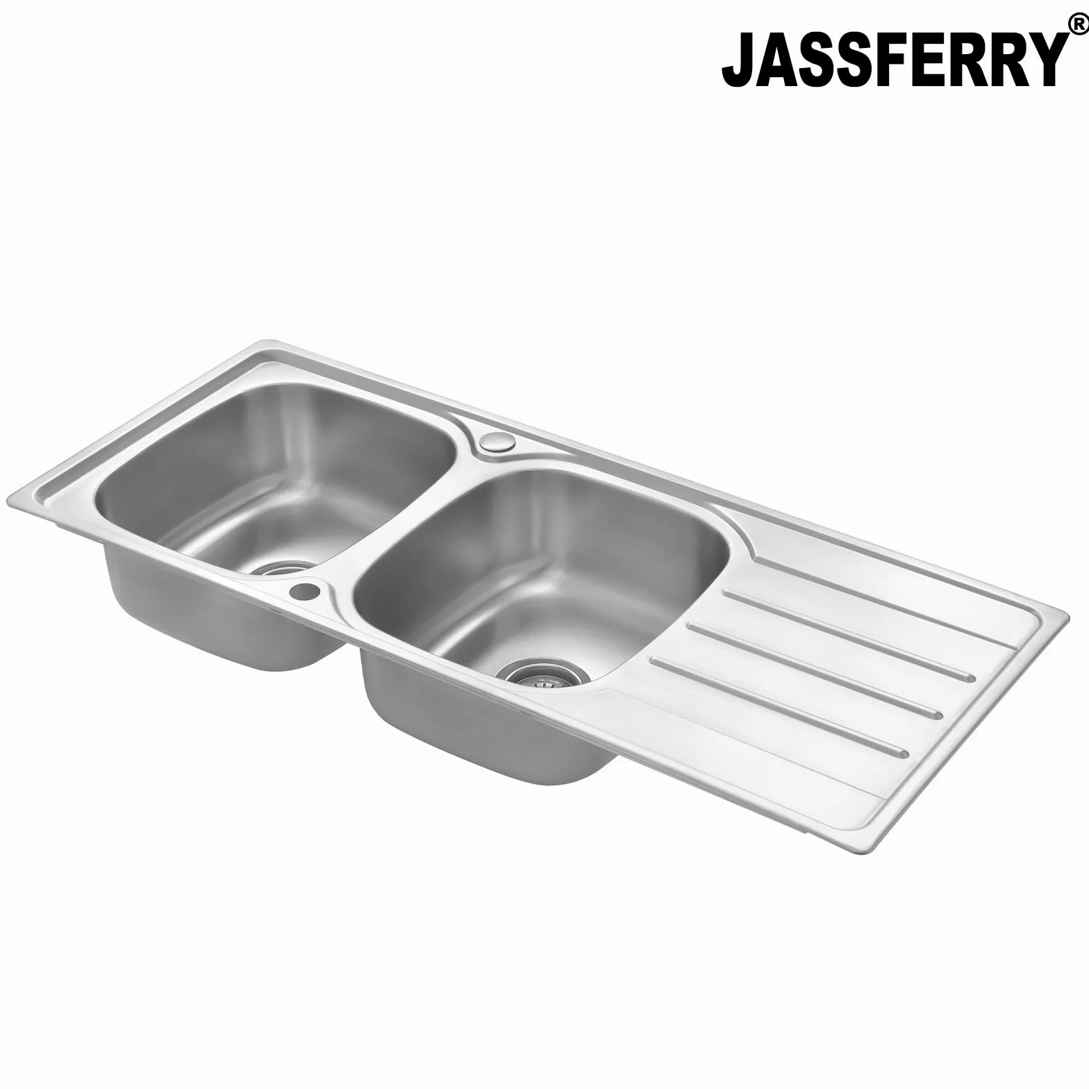 JASSFERRY Lavello da cucina 2 Vasca doppia in Acciaio Inox Spazzolato, scolapiatti reversibile Lavandino, con set di rifiuti