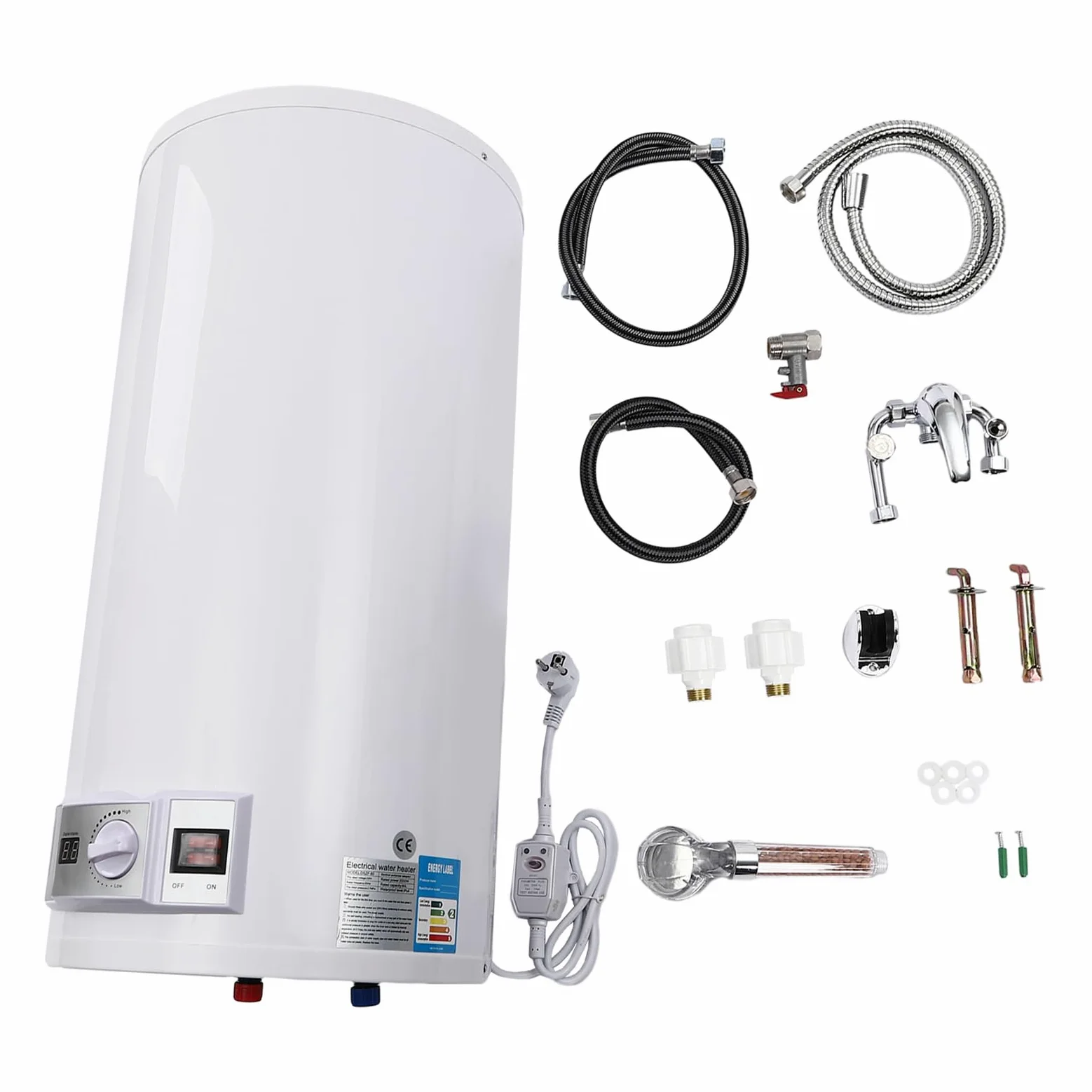 Caldaia elettrica per acqua calda, scaldabagno elettrico, scaldabagno, kit per il bagno, montaggio a parete, anticalc smaltato, serbatoio per acqua calda, 220 V (50 L)
