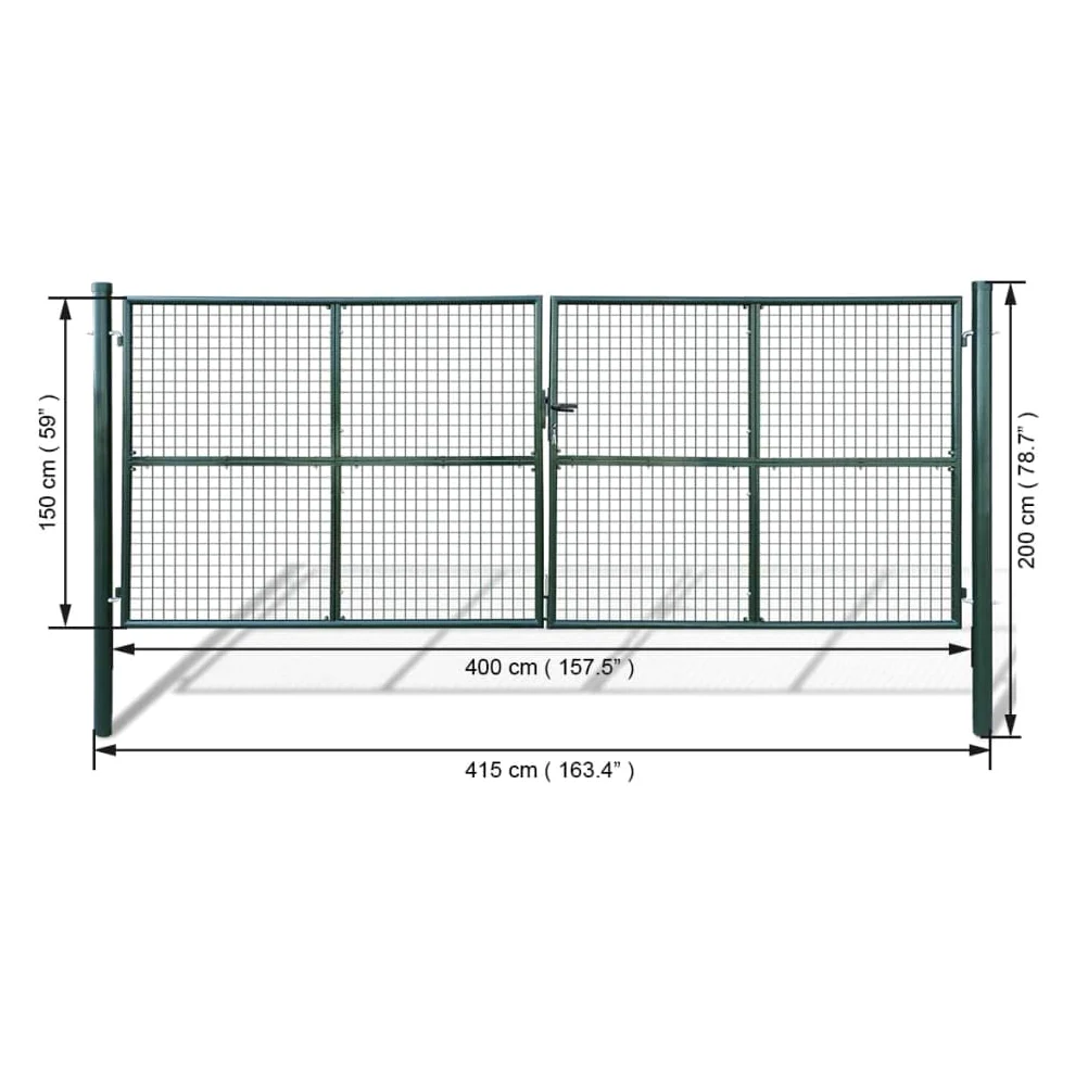 vidaXL Cancello da Giardino in Rete 400x150 cm