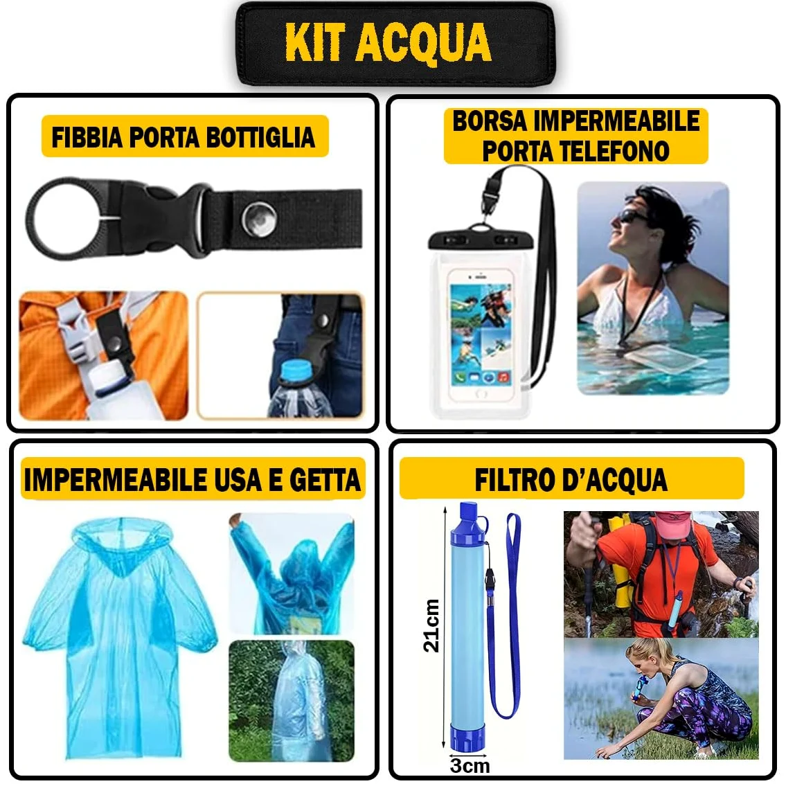 Kit di Sopravvivenza Avanzato – Kit di Emergenza con 20 Strumenti Multifunzione e Più di 60 Articoli di Primo Soccorso – Estremamente Completo – Pratico - Leggero