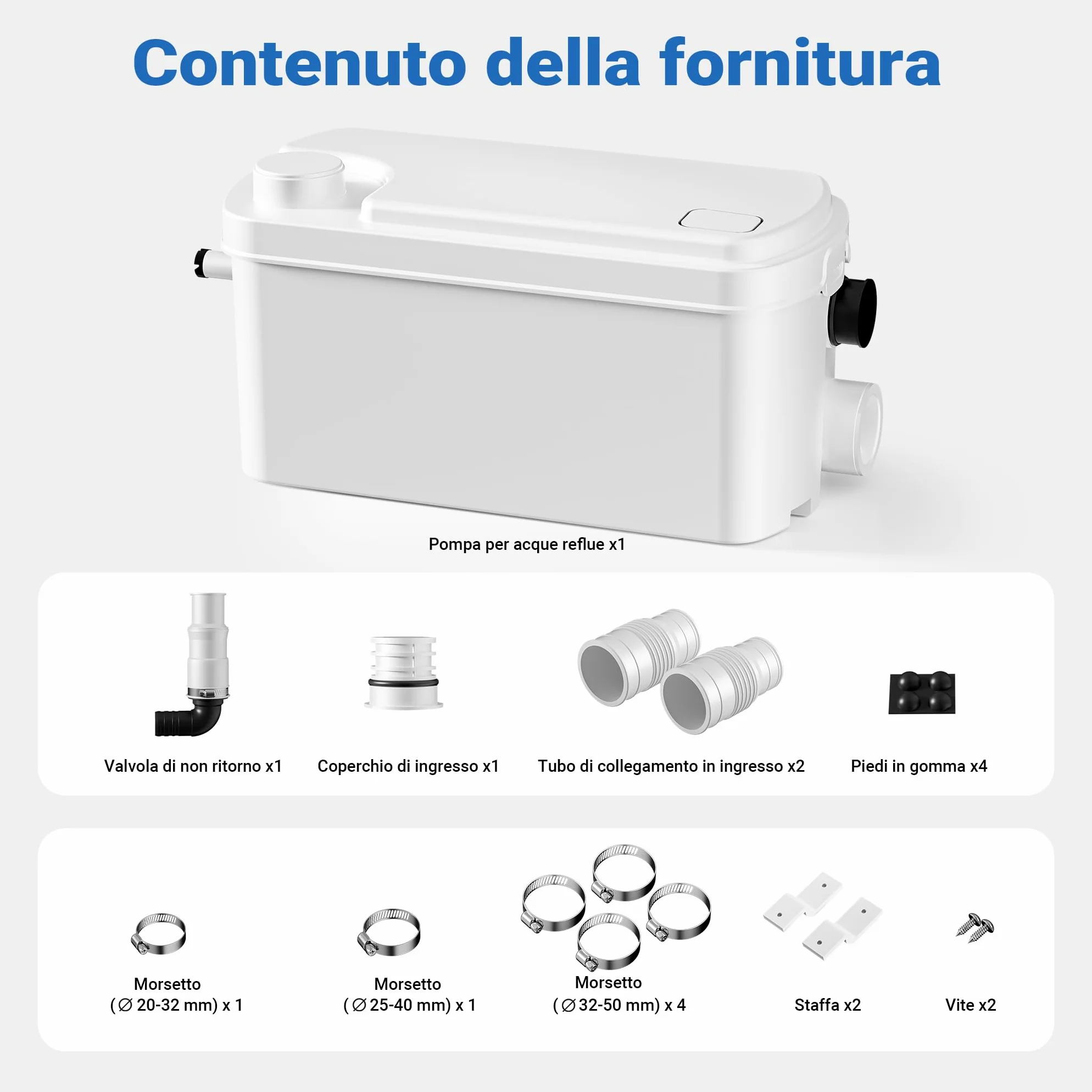 XPOtool Stazione di sollevamento 3/1 250W con 3 ingressi per doccia, lavabo