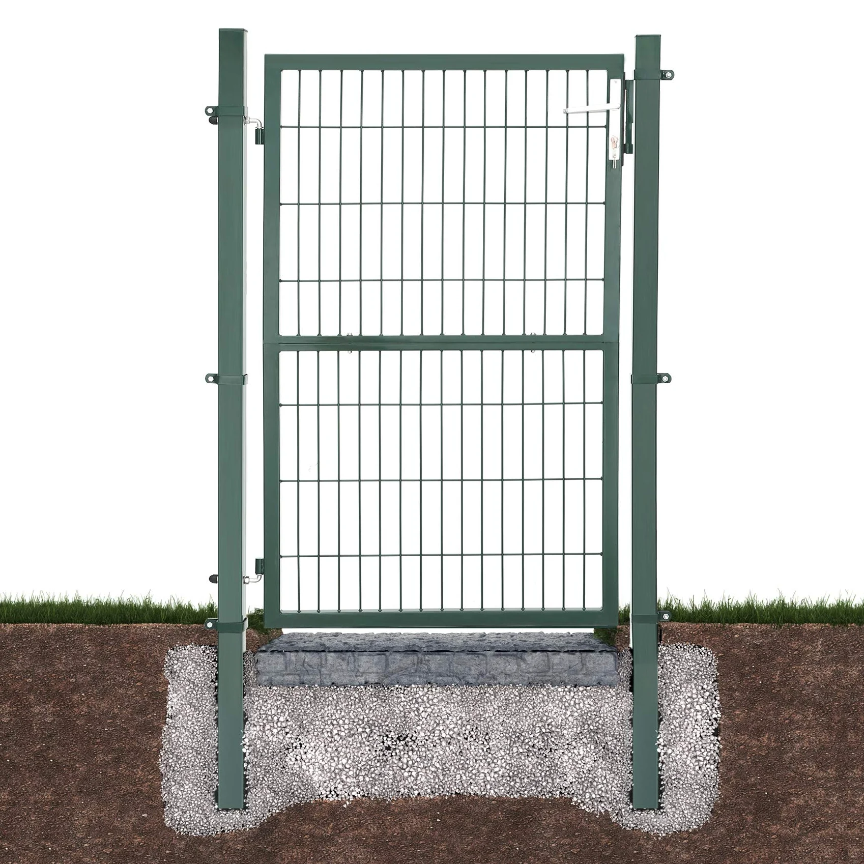 SONGMICS Cancello da Giardino, Cancelletto da Giardino, Acciaio Zincato con Serratura, Porta di 106 x 150 cm (L x H), Tubo Rettangolare, Cancello per Recinzione, Verde GGD200L