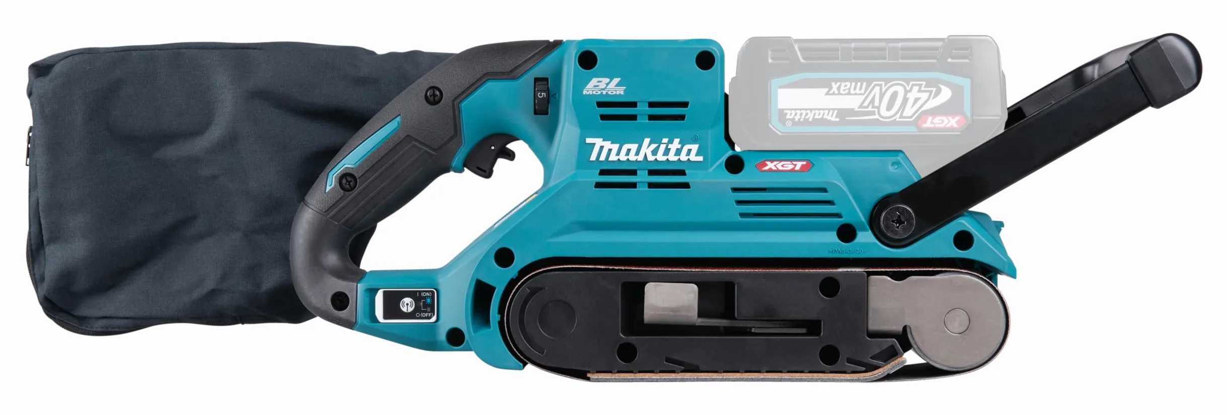 Makita BS001GZ - Smerigliatrice a nastro, 40 V max, larghezza di banda 76 mm, senza batteria e caricatore