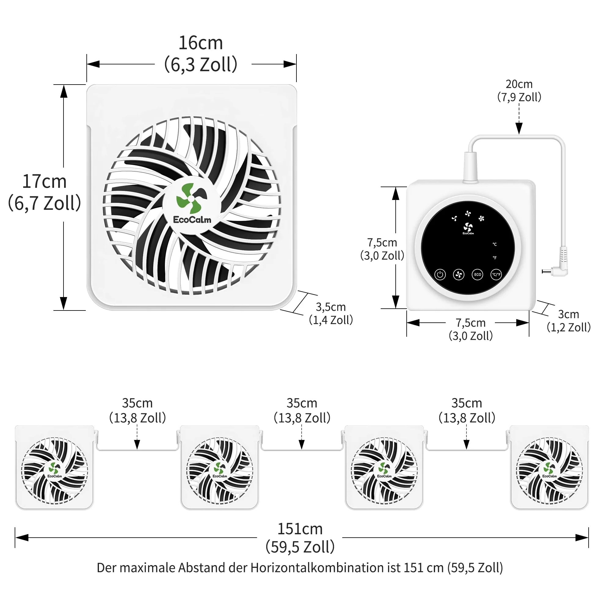 Ventilatore per radiatore con 5 magneti per radiatori in ghisa, 4 ventilatori magnetici con termostato intelligente, ventilatore per radiatori aumenta l'efficienza di riscaldamento e risparmia