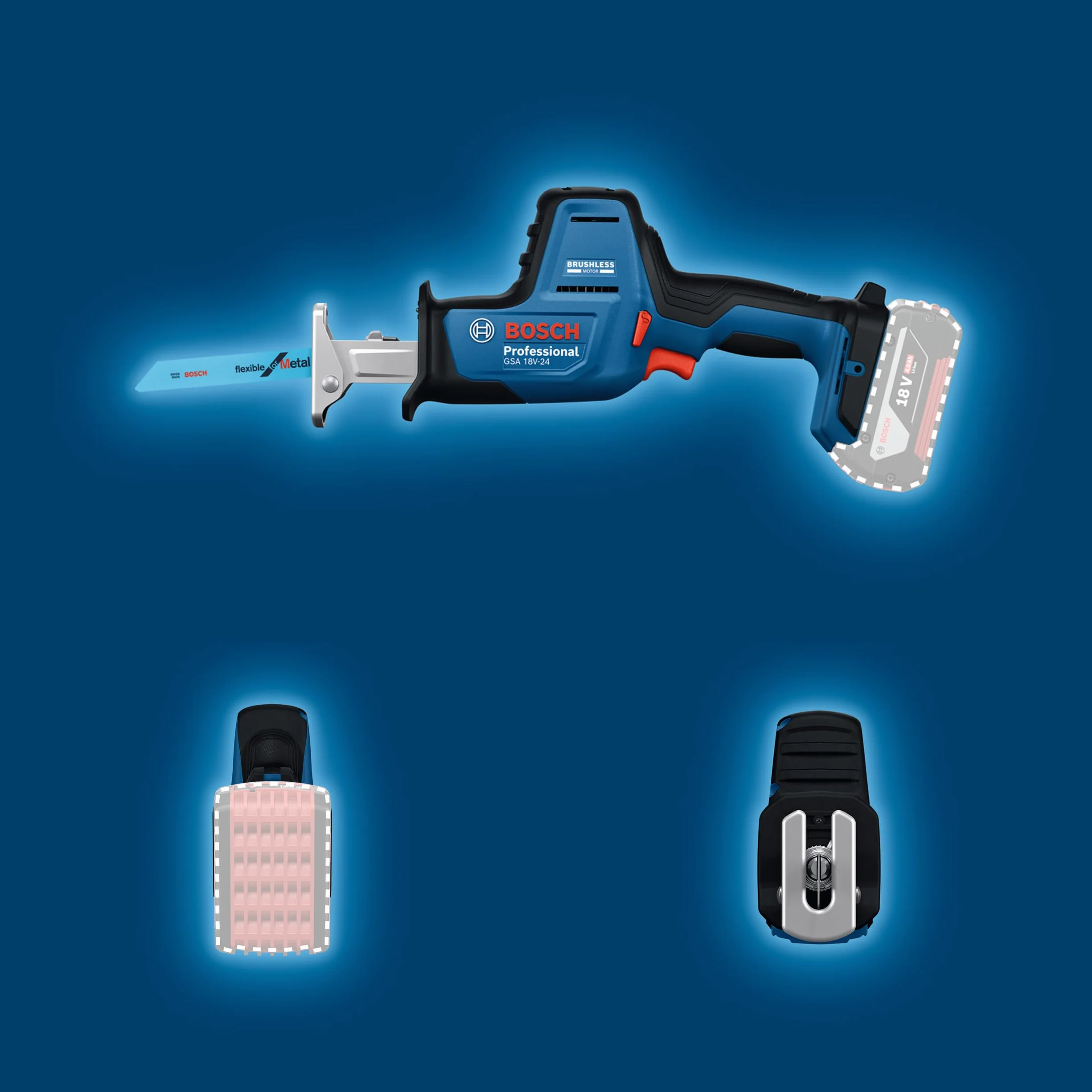 Bosch Professional 18V System Sega universale a batteria GSA 18V-24 (incl. lama S922EF, S2345X)