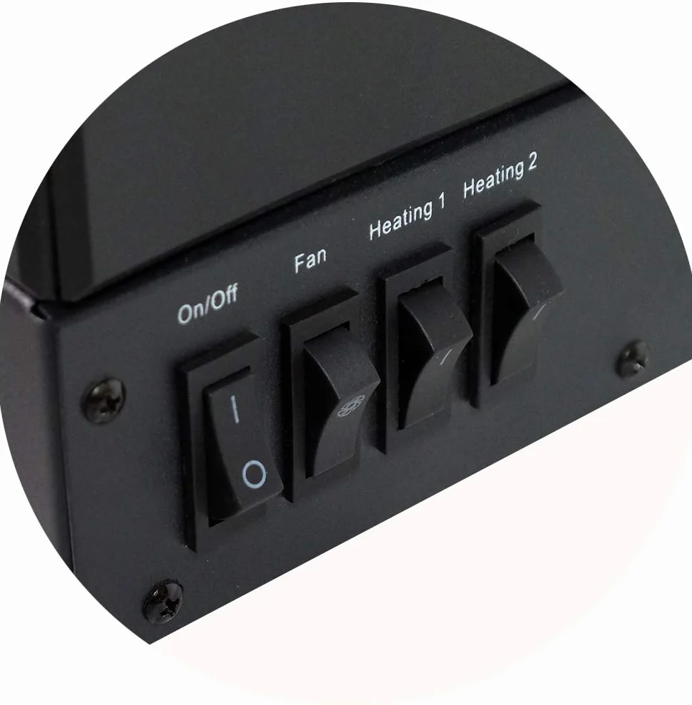 CHEMIN'ARTE Camino elettrico con Effetto Fiamma XL - LED - Legno Sintetico - 67 x 23 x 24 cm - Fuoco Elettrico - Riscalmento 2000W