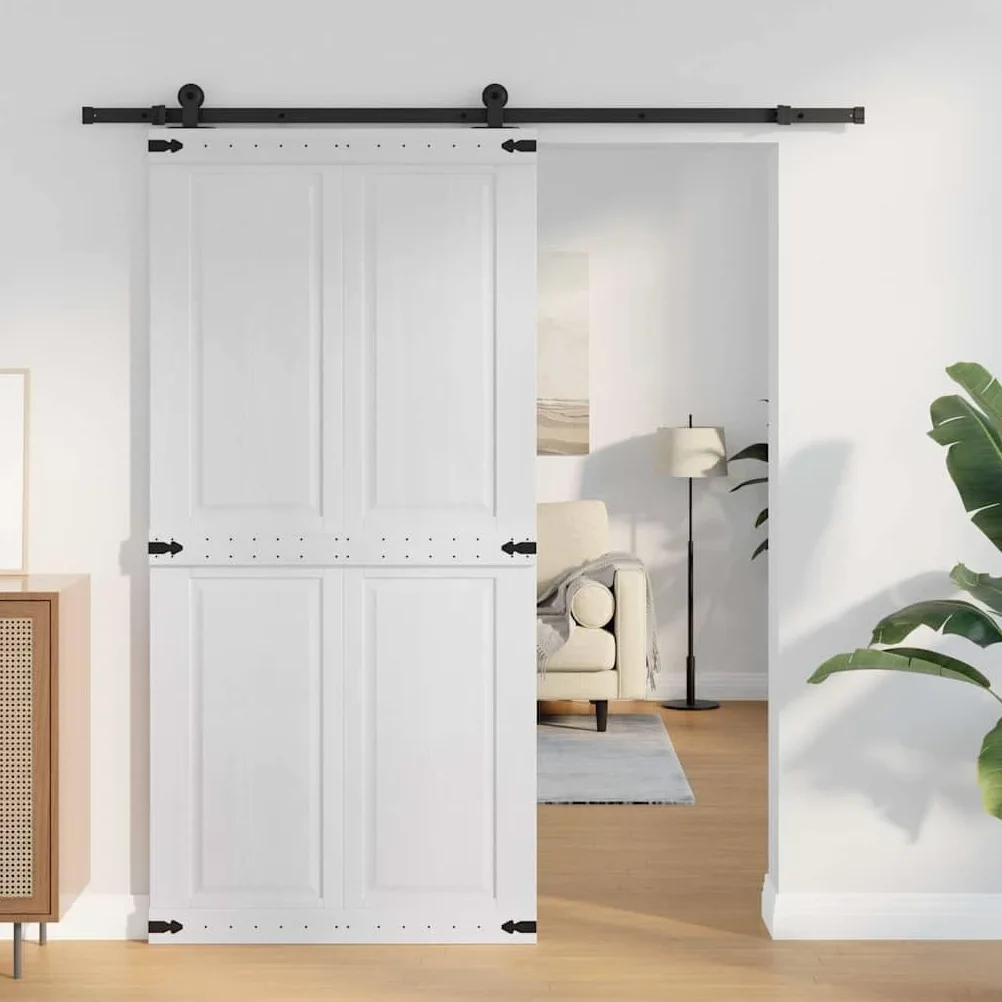 vidaXL Porta del fienile Corona 100 x 210 cm Legno Massello di Pino, Porta scorrevole elegante, design rustico, divisorio interno resistente, salvaspazio e facile da montare