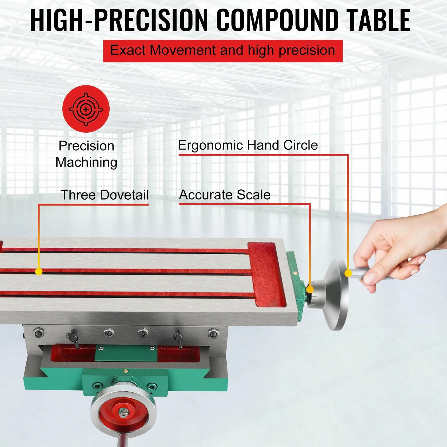 Tavolo per fresatura a croce in metallo X/Y per trapano, fresatura superiore, 450 x 170 mm, precisione e durata per trapani