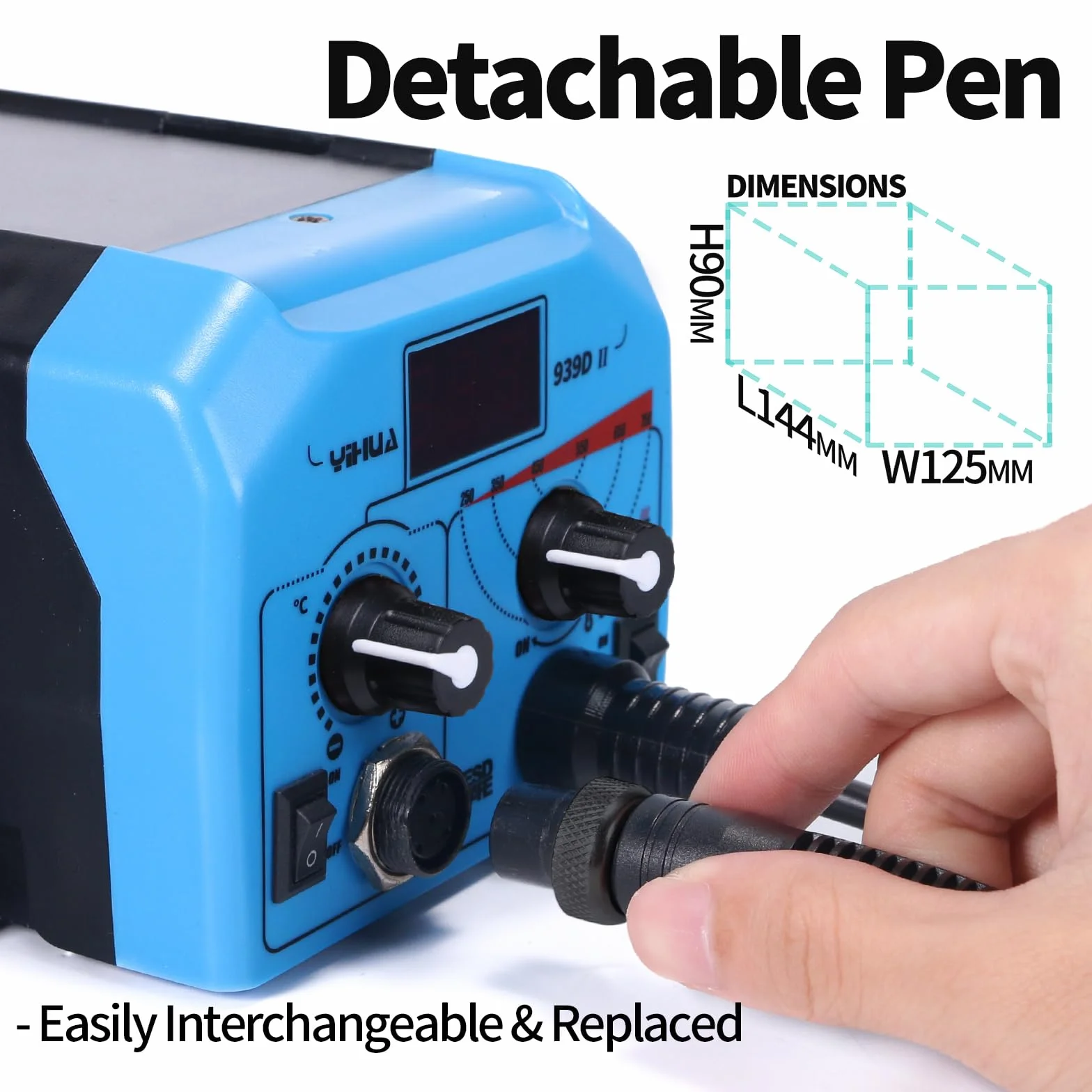 YIHUA 939D-II Kit Pirografo Per Legno Penna Pirografica con Pennino a Filo + Penna Pirografica a punta solida 2-IN-1 con 20 punte a filamento e 10 Pirografo con punta piena(EU PLUG)