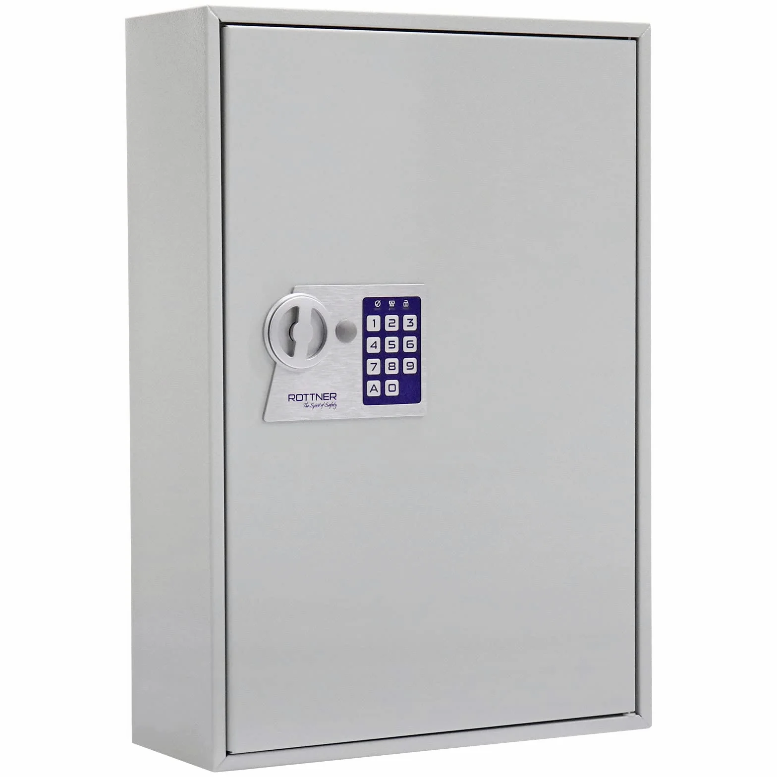 Rottner T06023 Armadietto per chiavi S 200 EL, in lamiera d'acciaio, chiusura elettronica e ganci regolabili per 200 portachiavi, colore grigio chiaro.