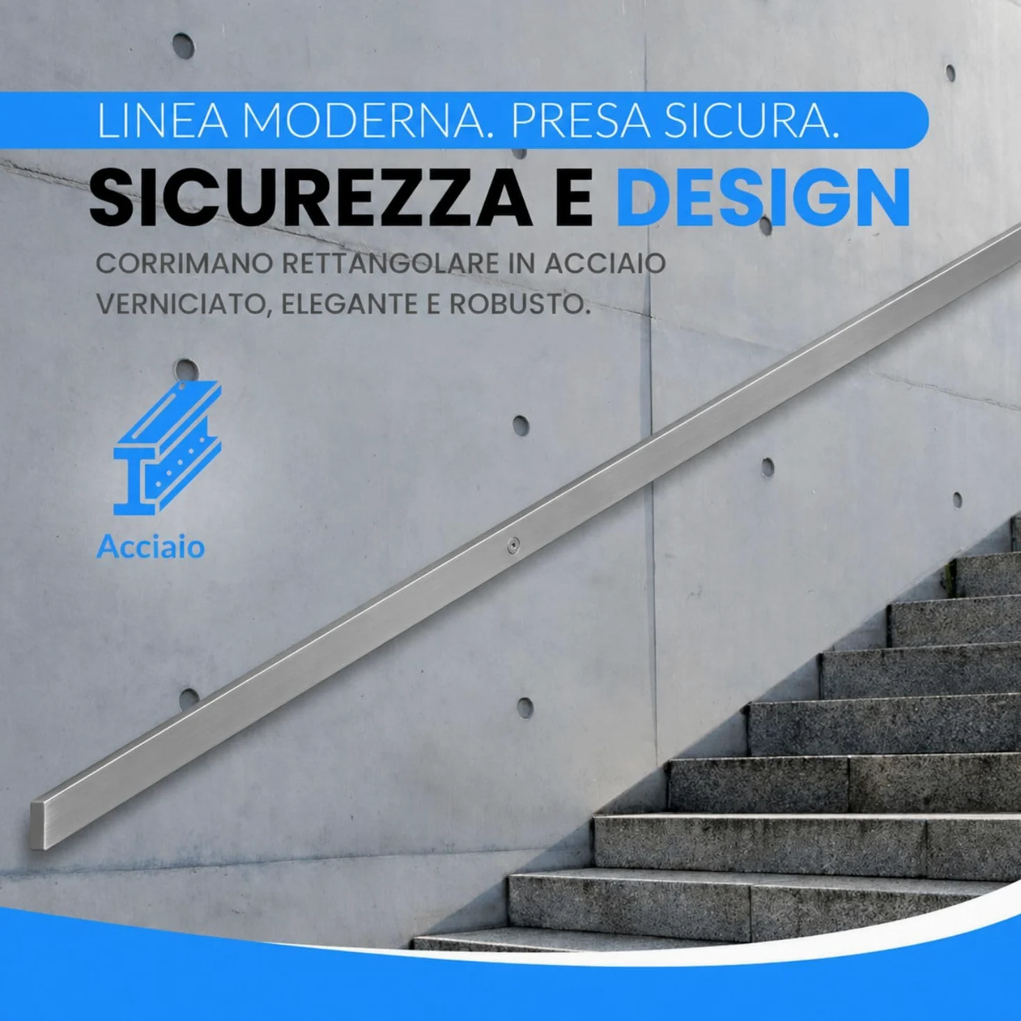 INOXLM Corrimano Rettangolare 40x20 mm in Acciaio Inox AISI 304 Con Finitura Satinata | Made in Italy | Fai Da Te | Ideale per Uso Interno ed Esterno (2200 mm)
