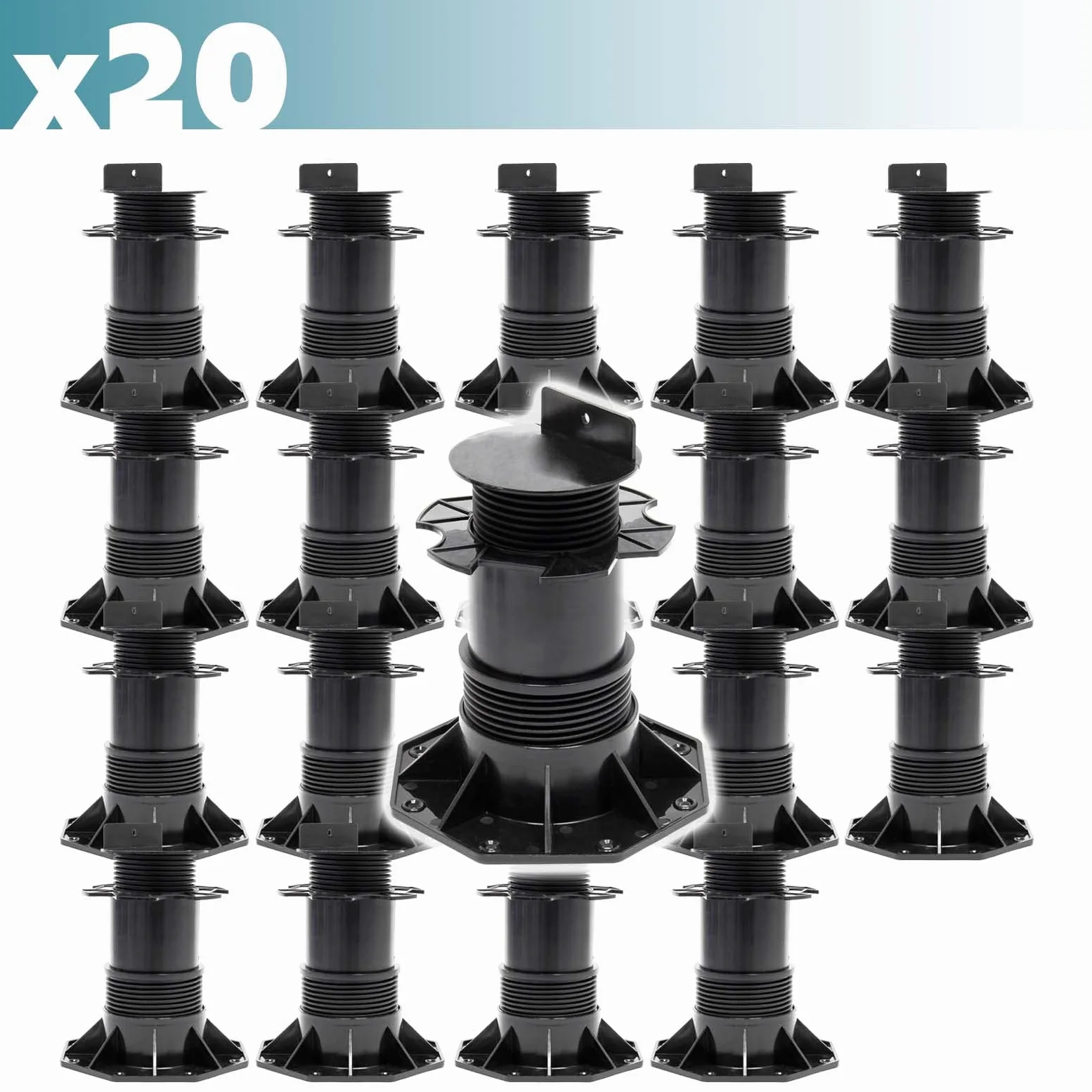 XPOtool Set 20 supporti per pavimenti galleggianti Altezza regolabile 140-210mm Max 2700 kg Piedini per decking