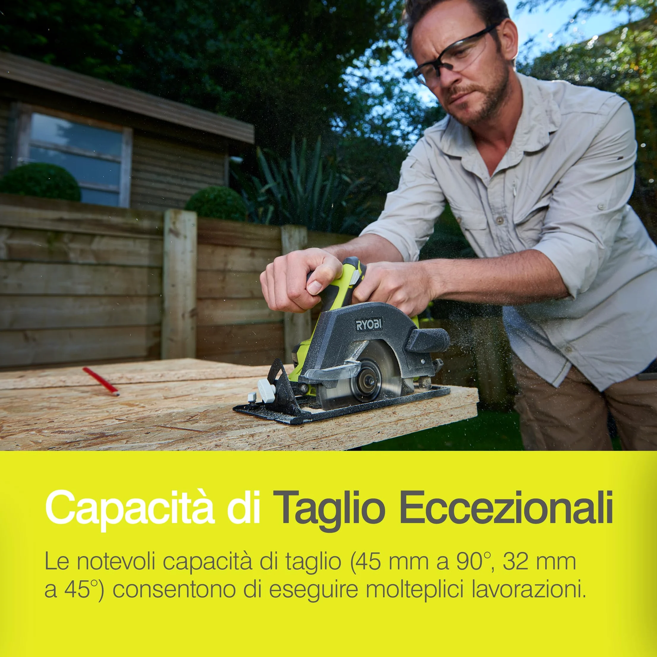 Ryobi R18CSP-0 Sega Circolare a Batteria 18V ONE+, Batteria Non Inclusa, Diametro Lama 150mm