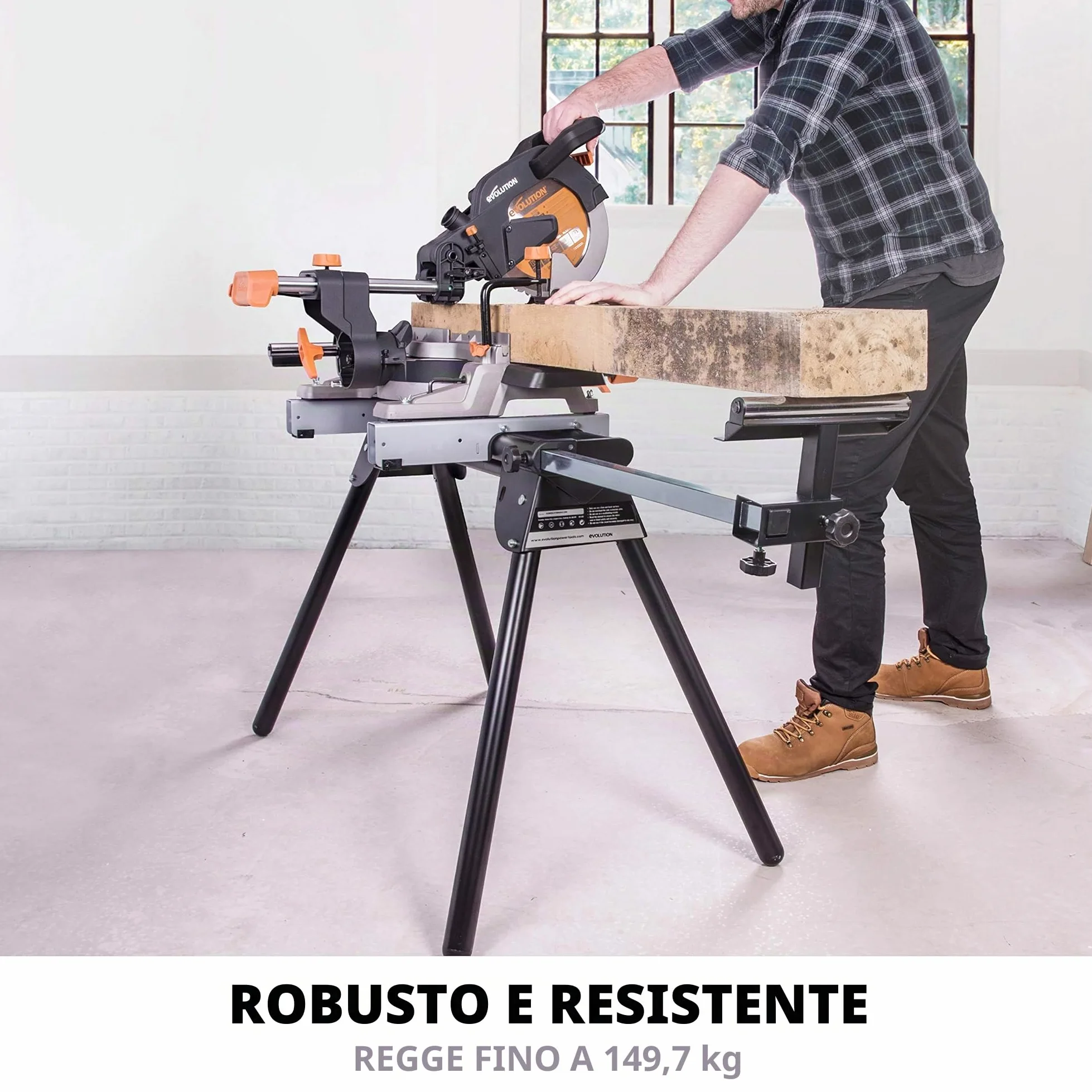 Evolution Power Tools - Supporto troncatrice con estensioni, Nero