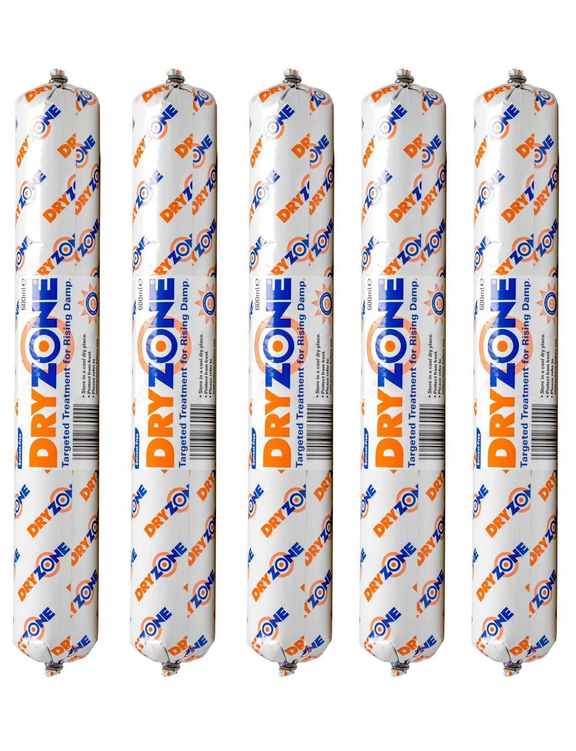 Dryzone set di 5 x 600 ml - Barriera anti umidità in crema-gel trattamento ad iniezione contro la risalita di umidità