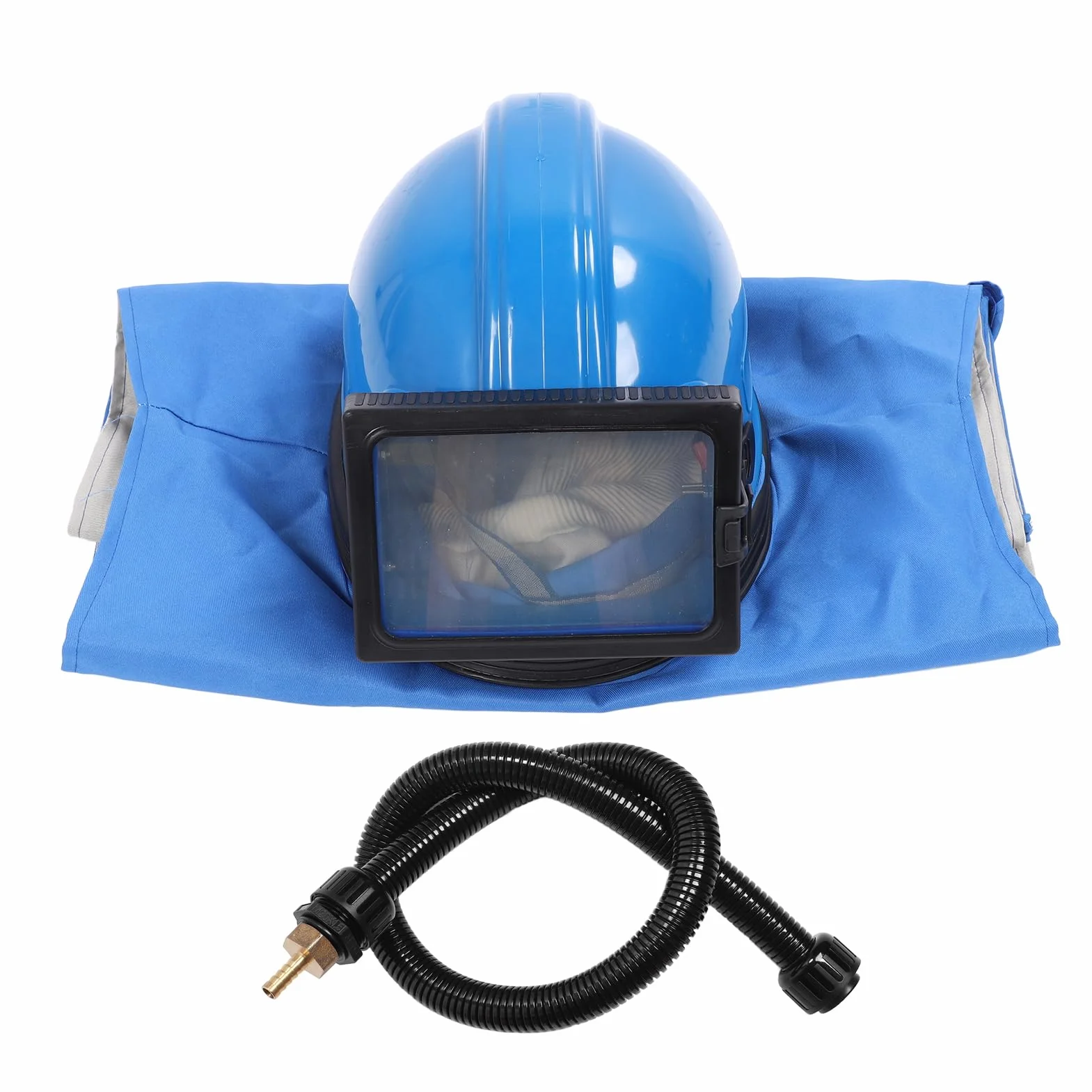 Casco Sabbiatura Professionale con Lenti Regolabili Doppio Strato Flusso Aria per Pittura Taglio Pulizia