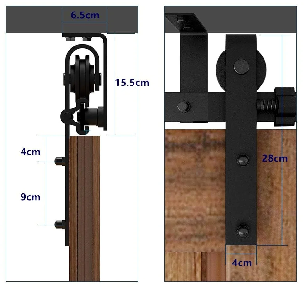 CCJH 183cm/6FT Kit di Binario per Porta Scorrevole a Soffitto, Kit di Pista per Porta in Legno Singola (Forma J)