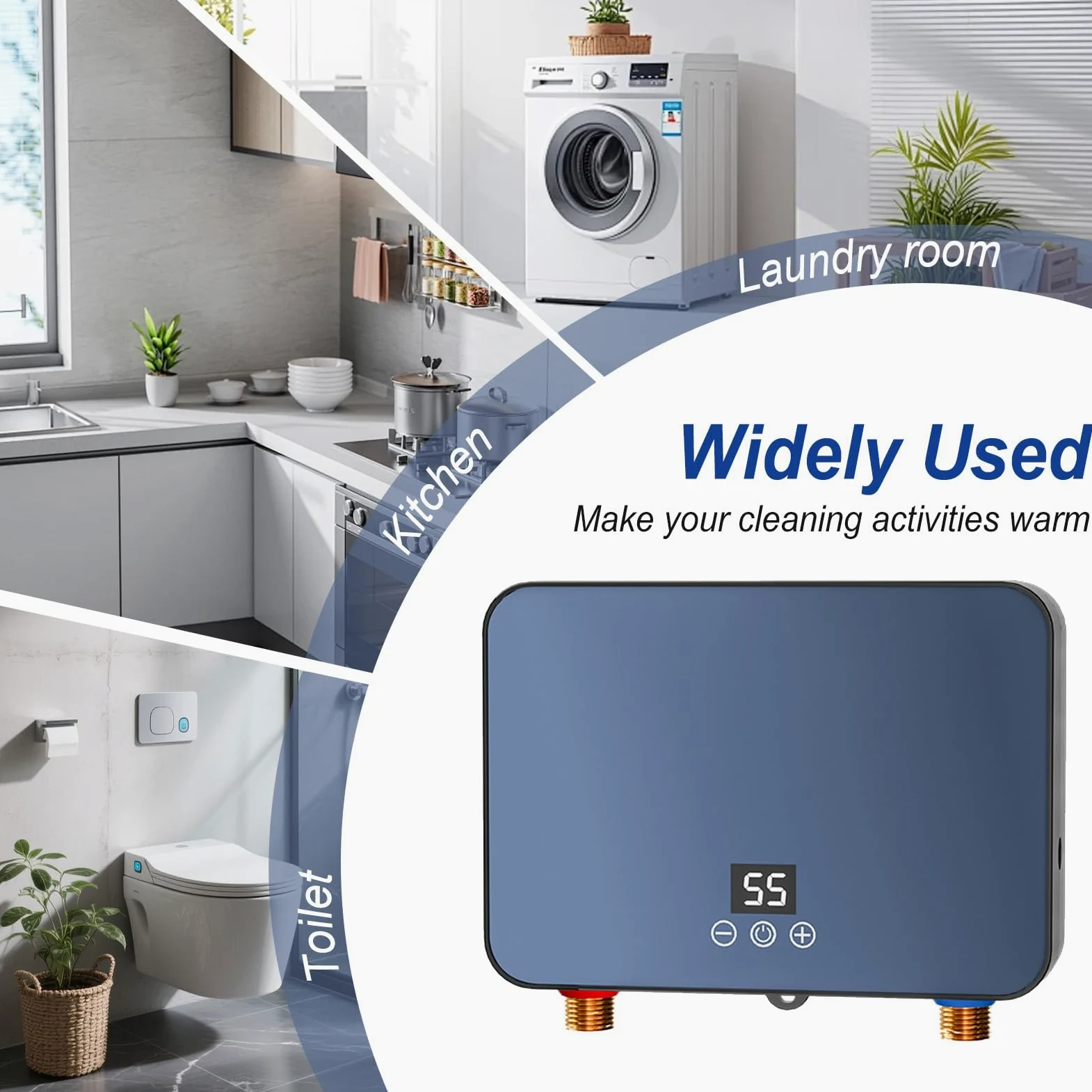 6000W Scaldabagno Elettrico Istantaneo, Scaldabagno con Display Led Della Temperatura, Scaldabagno Istantaneo per Cucina, Bagno, Regolazione Della Temperatura 30-55 °C