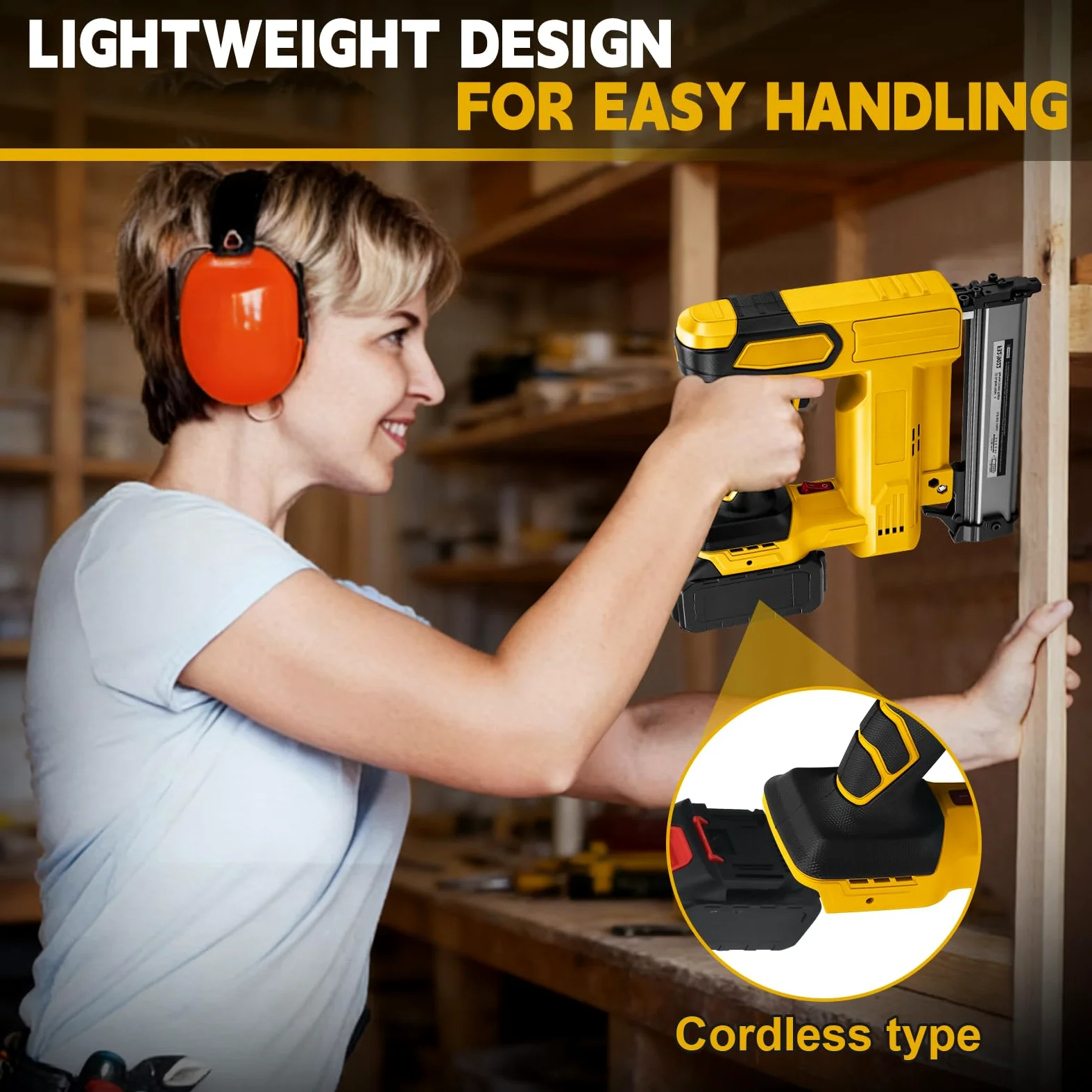 WingFly Pistola per Unghie a Batteria Compatibile con Dewalt 18 V, 20 V, Chiodatrice Professionale a Batteria con 1000 Chiodi, Pistola Elettrica per Progetti Fai Da Te in mobili, Falegnameria