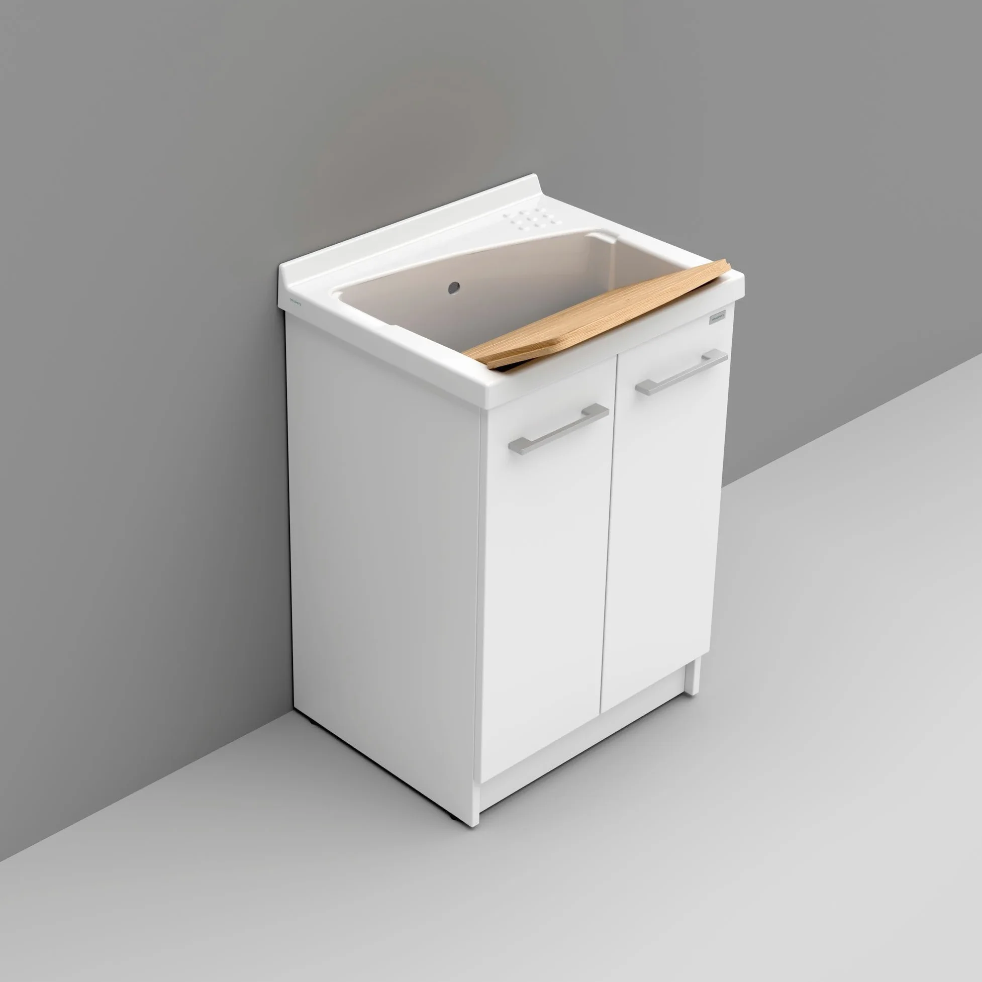 Mobile per lavatoio 61x50x81 cm con asse in legno – Revine | Dolomite
