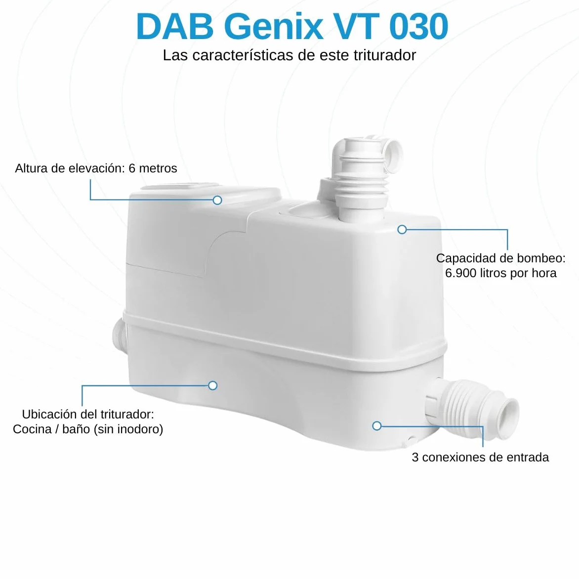 DAB GENIX VT 030 Stazione di sollevamento automatica per acque di scarico per lavelli, docce, bidet, vasca, lavatrice o lavastoviglie