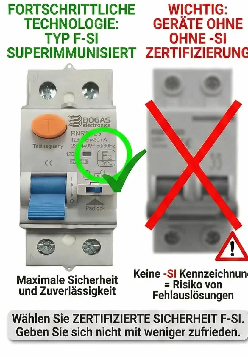 Differenziale Type F-SI |40 ampere|30mA|2 poli (N+F)| con certificazioni ufficiali e C E | (Type F-SI riarmante 40A 30mA)