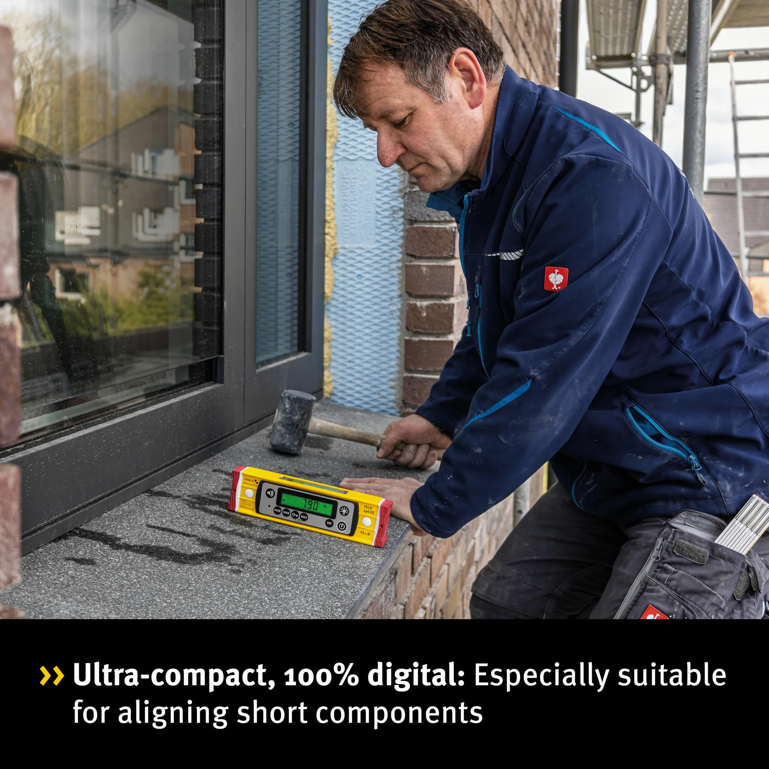 STABILA Livella elettronica TECH 196 DL – livella digitale impermeabile e antipolvere secondo IP 67, 2 display digitali, senza calibrazione con custodia, 23 cm