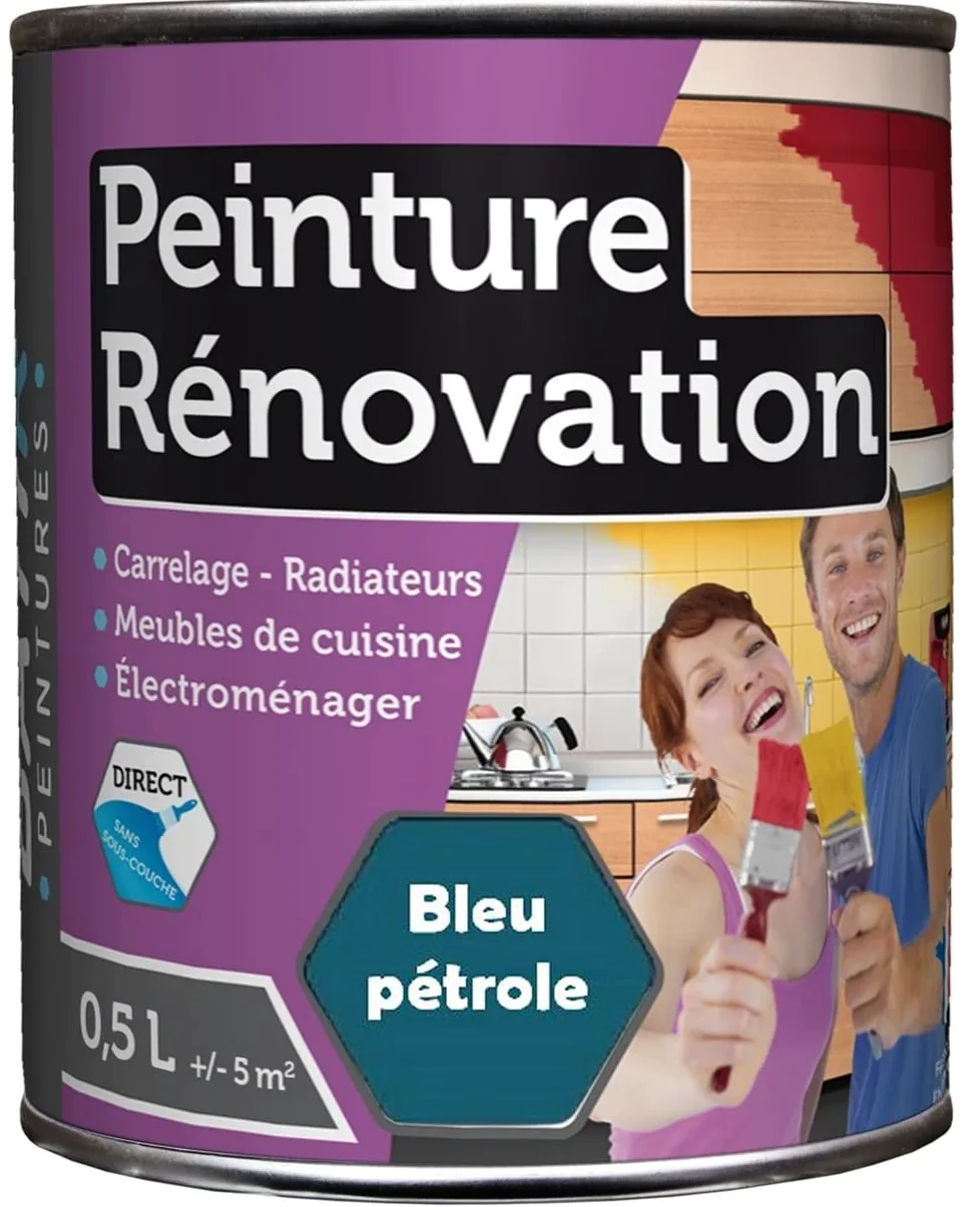 MadeInNature - Vernice per rinnovare superfici difficili, direttamente senza sottostrato piastrelle, mobili da cucina radiatori elettrodomestici, 2 litri per 10 m² in 2 strati, colore: Petrolio blu