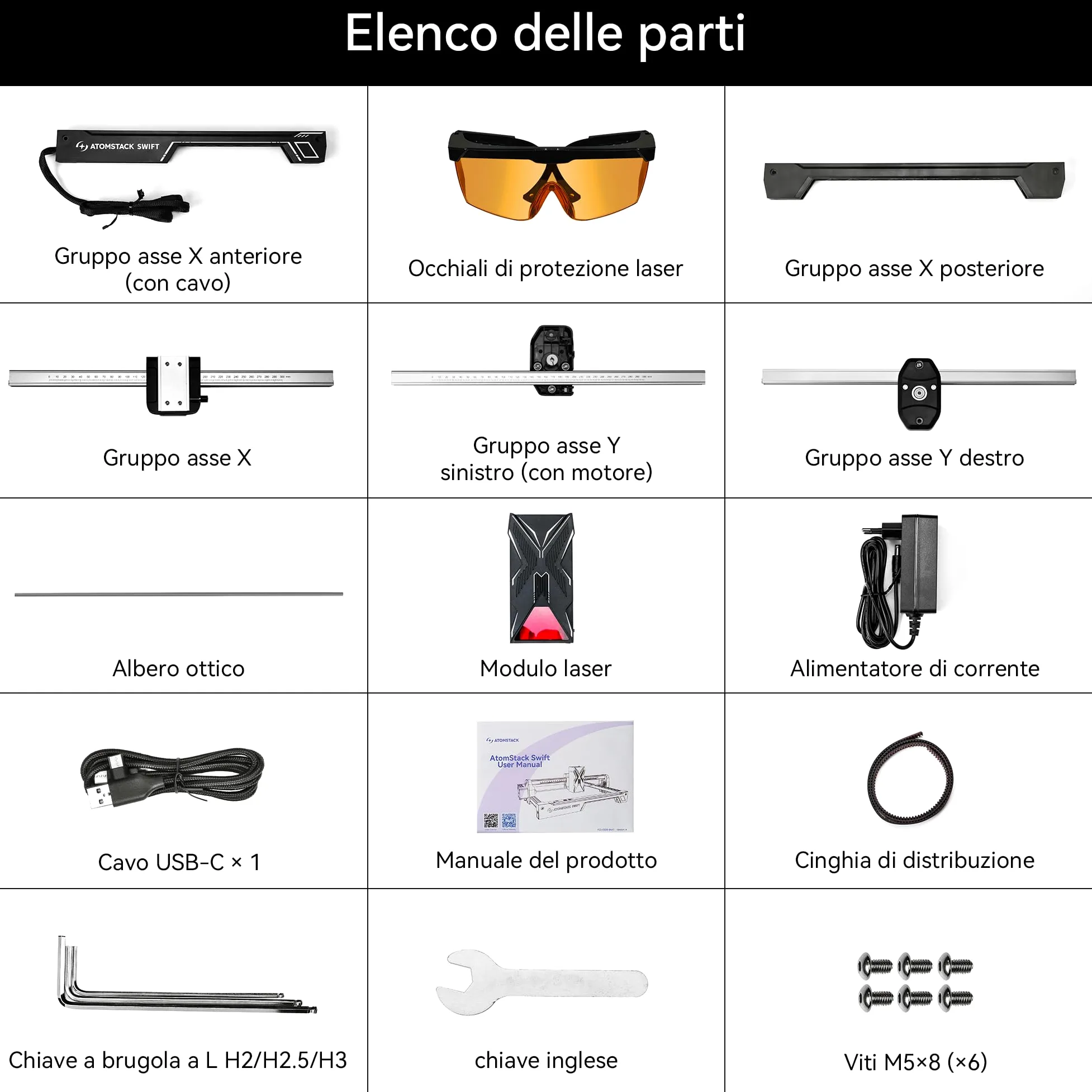 ATOMSTACK Macchina per incisione laser, taglierina laser, taglierina laser ad alta precisione 0,01 mm superficie di incisione 300 × 300 mm (Swift-7W Nero)