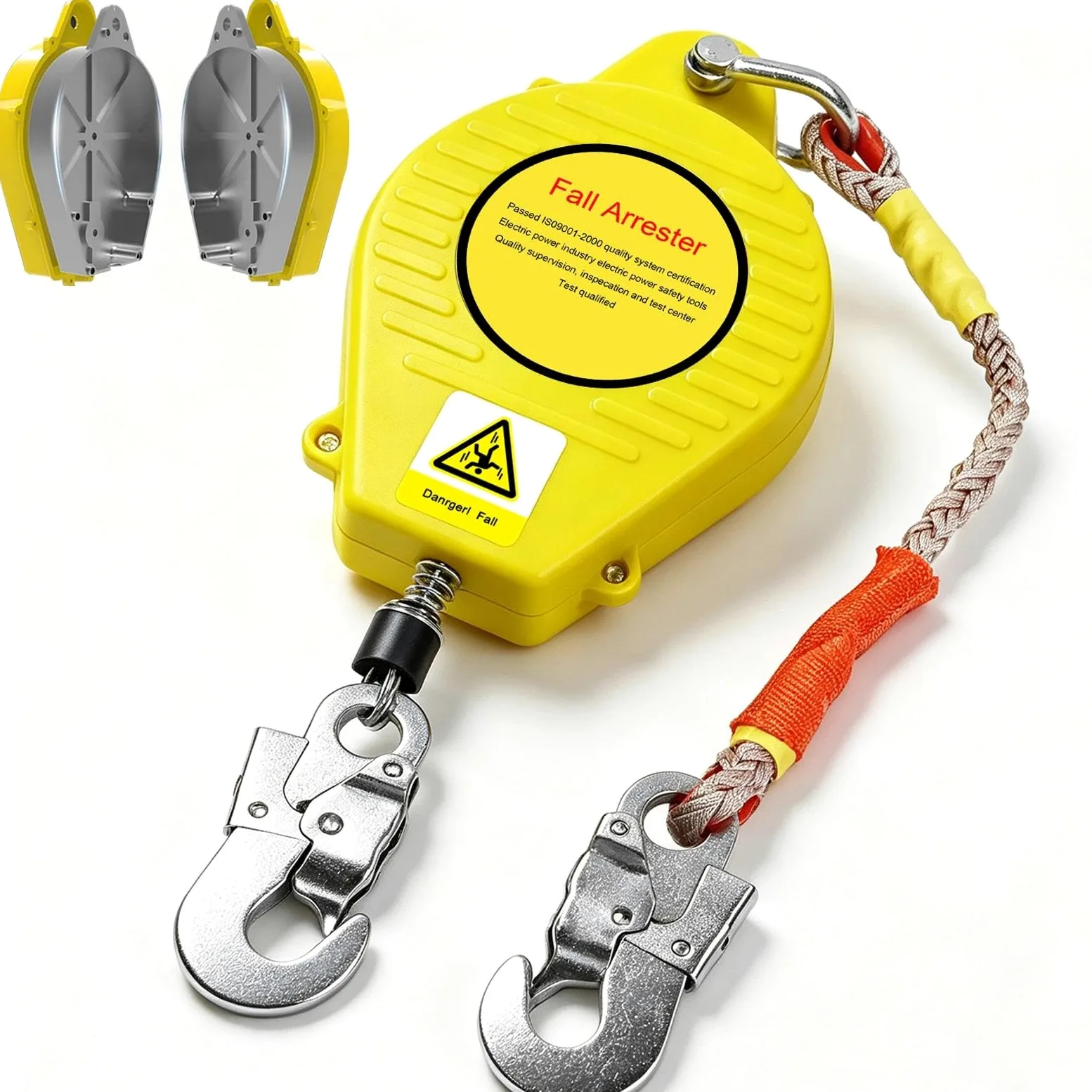 Dispositivo Anticaduta Retrattile Certificato, 3-20m Imbracatura di Sicurezza Anticaduta, 150kg Dispositivo Sicurezza Anticaduta con Gancio Autobloccante per Tetto, Carico 150kg(Giallo,20m)
