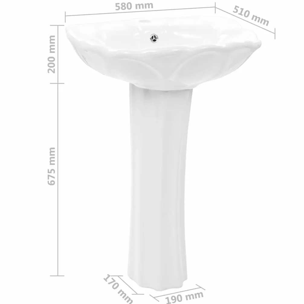 Generico Lavandino a Colonna in Ceramica Bianca 580x510x200 mm,Articoli di ferramenta,Prodotti Idraulici,Articoli Idraulici,Lavandini,Lavandini bagno-143005