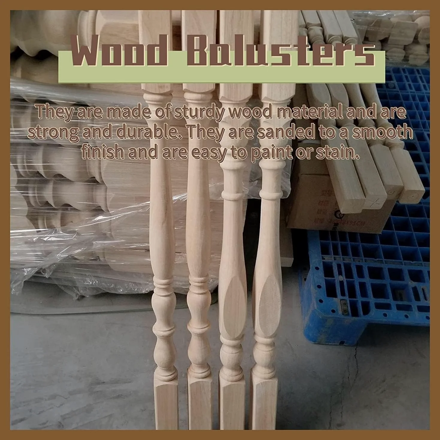 Corrimano Scala Balaustra in Legno Mandrino Balaustre per Scale Interne, Colonna per Mandrini Interni Moderni per Scala Balcone Casa Attico, 5 Pack, 95cm/37.4in